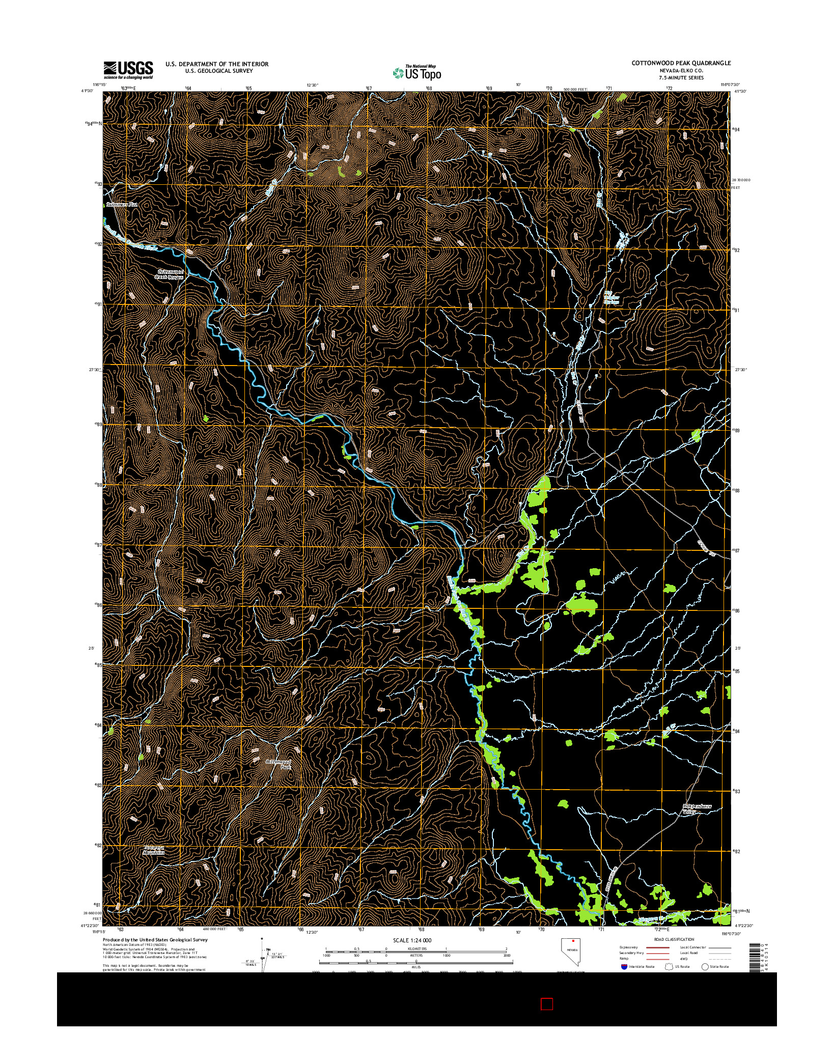 USGS US TOPO 7.5-MINUTE MAP FOR COTTONWOOD PEAK, NV 2014