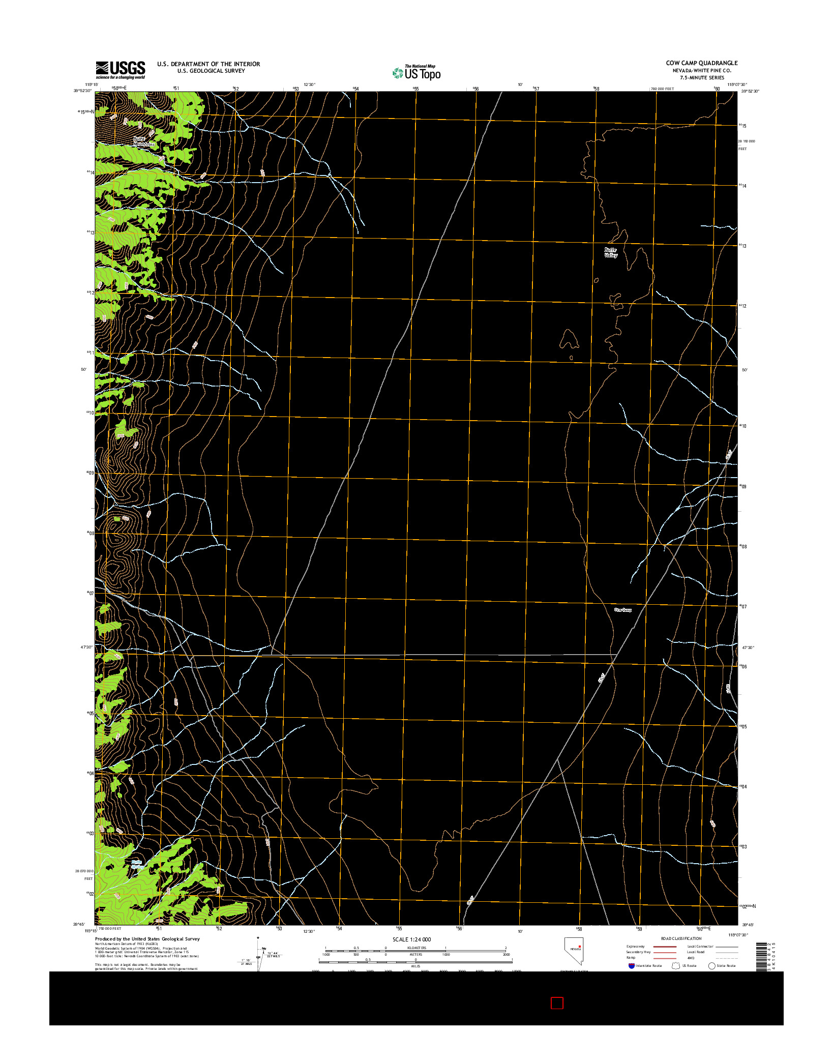 USGS US TOPO 7.5-MINUTE MAP FOR COW CAMP, NV 2014