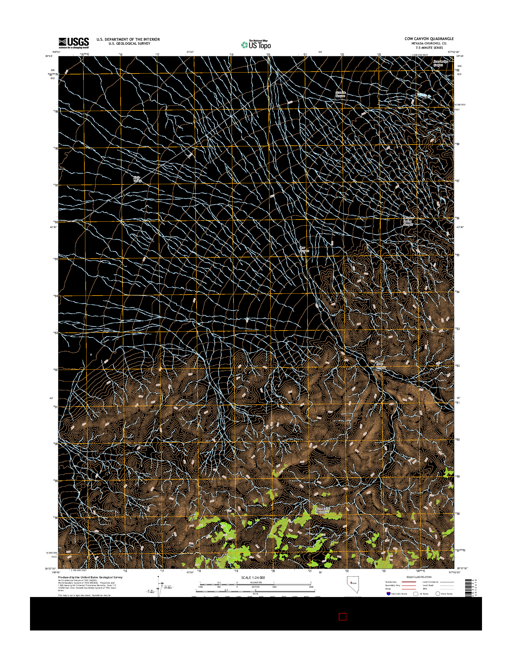 USGS US TOPO 7.5-MINUTE MAP FOR COW CANYON, NV 2014