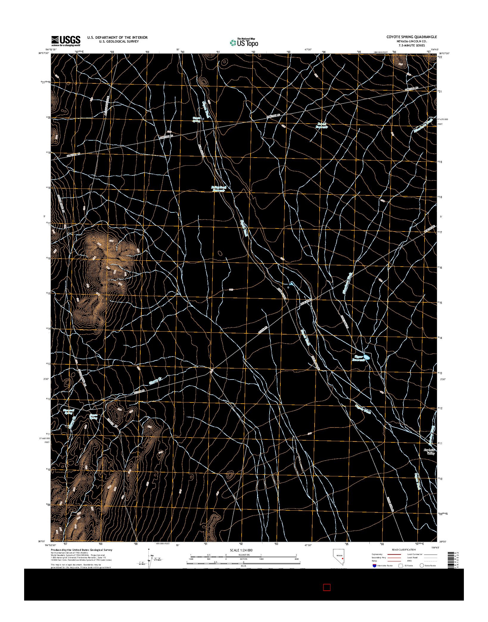 USGS US TOPO 7.5-MINUTE MAP FOR COYOTE SPRING, NV 2014