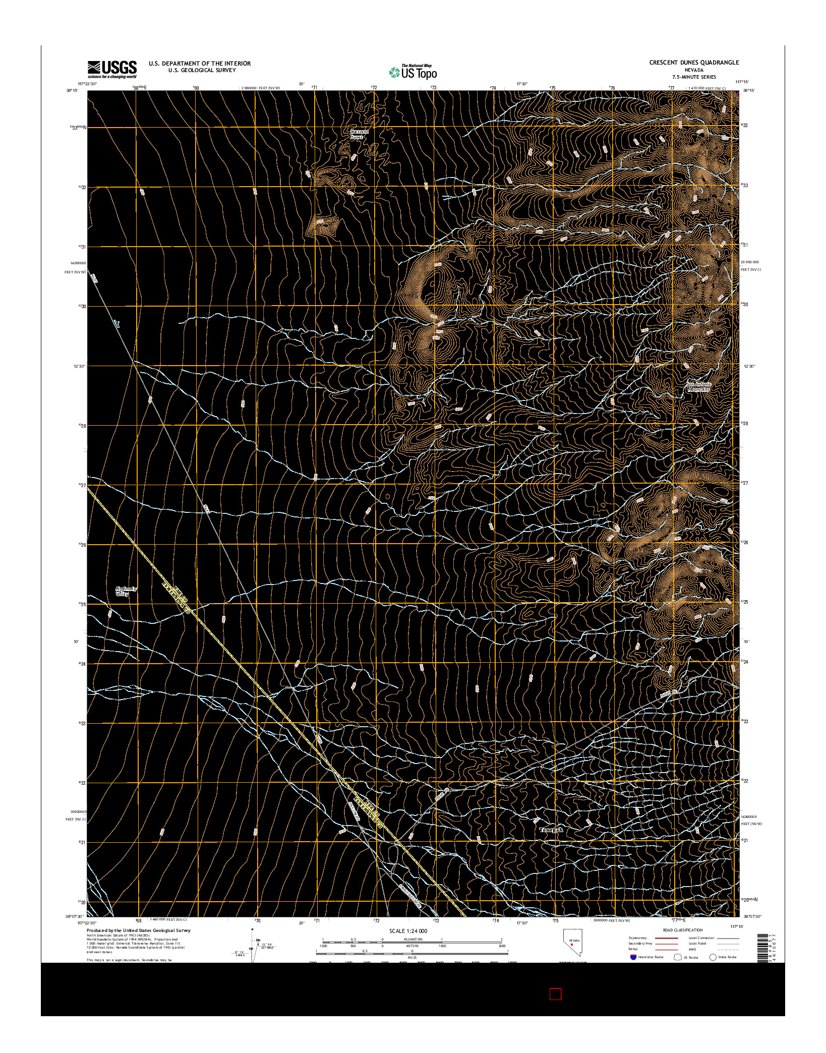 USGS US TOPO 7.5-MINUTE MAP FOR CRESCENT DUNES, NV 2014