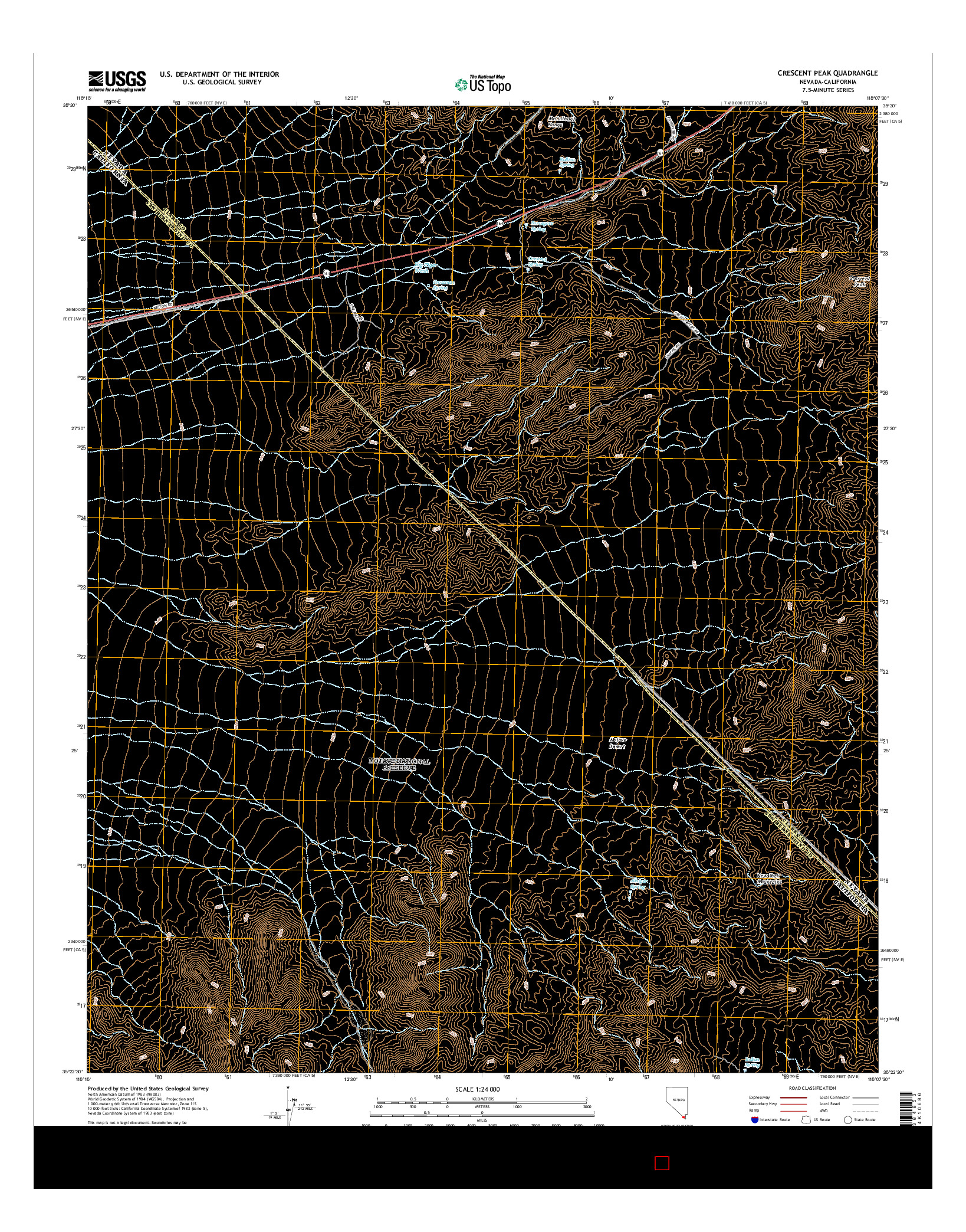 USGS US TOPO 7.5-MINUTE MAP FOR CRESCENT PEAK, NV-CA 2014