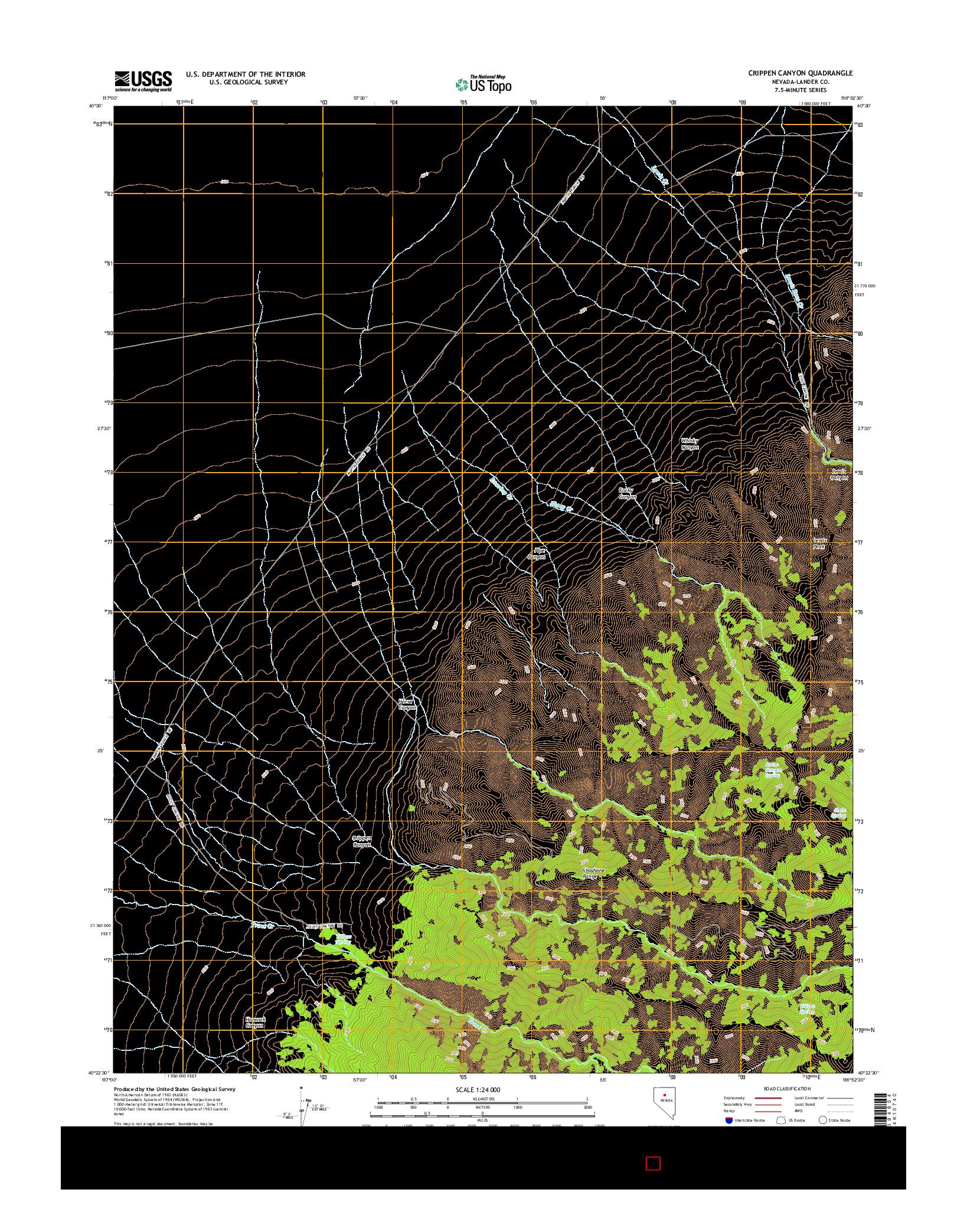 USGS US TOPO 7.5-MINUTE MAP FOR CRIPPEN CANYON, NV 2014