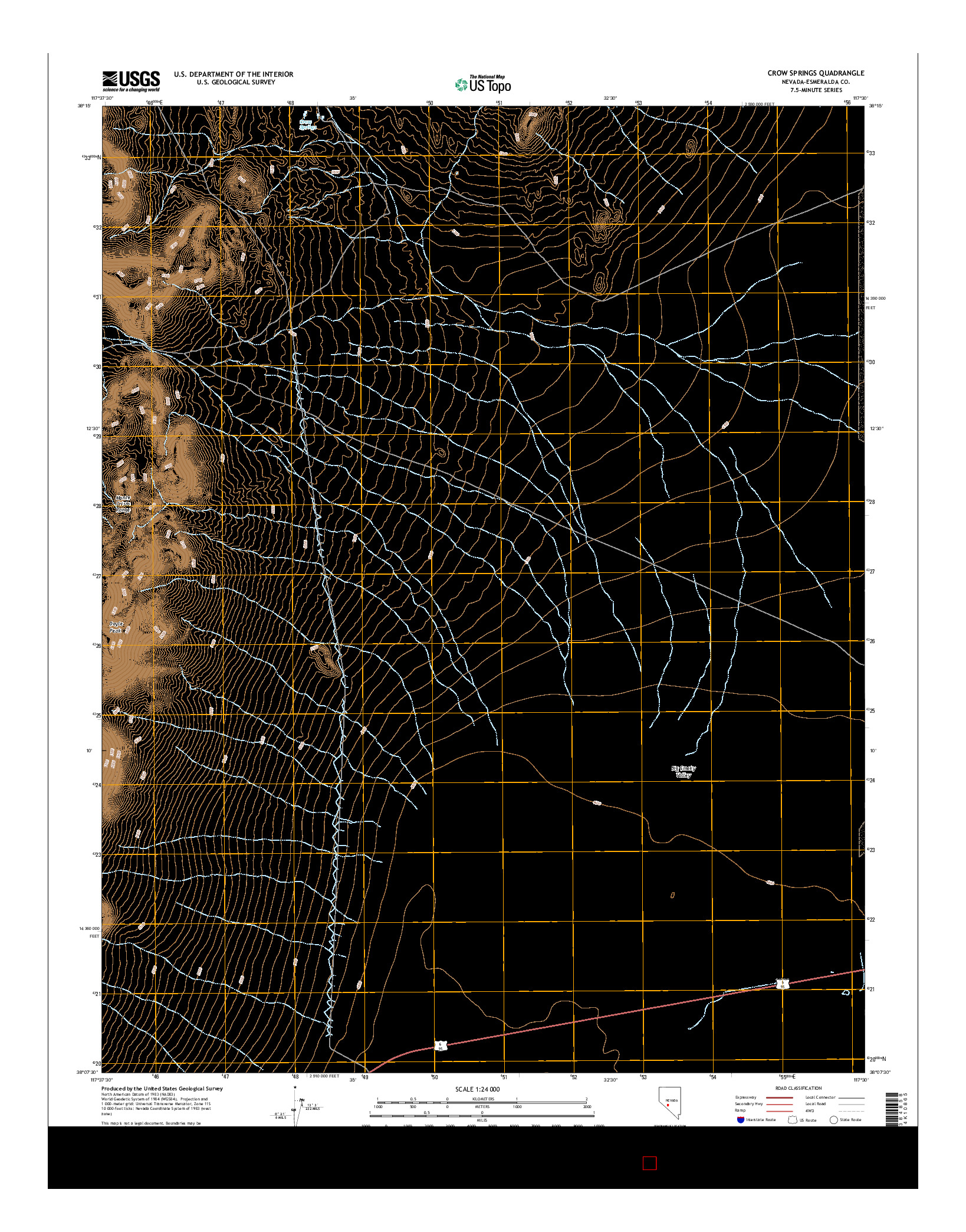 USGS US TOPO 7.5-MINUTE MAP FOR CROW SPRINGS, NV 2014