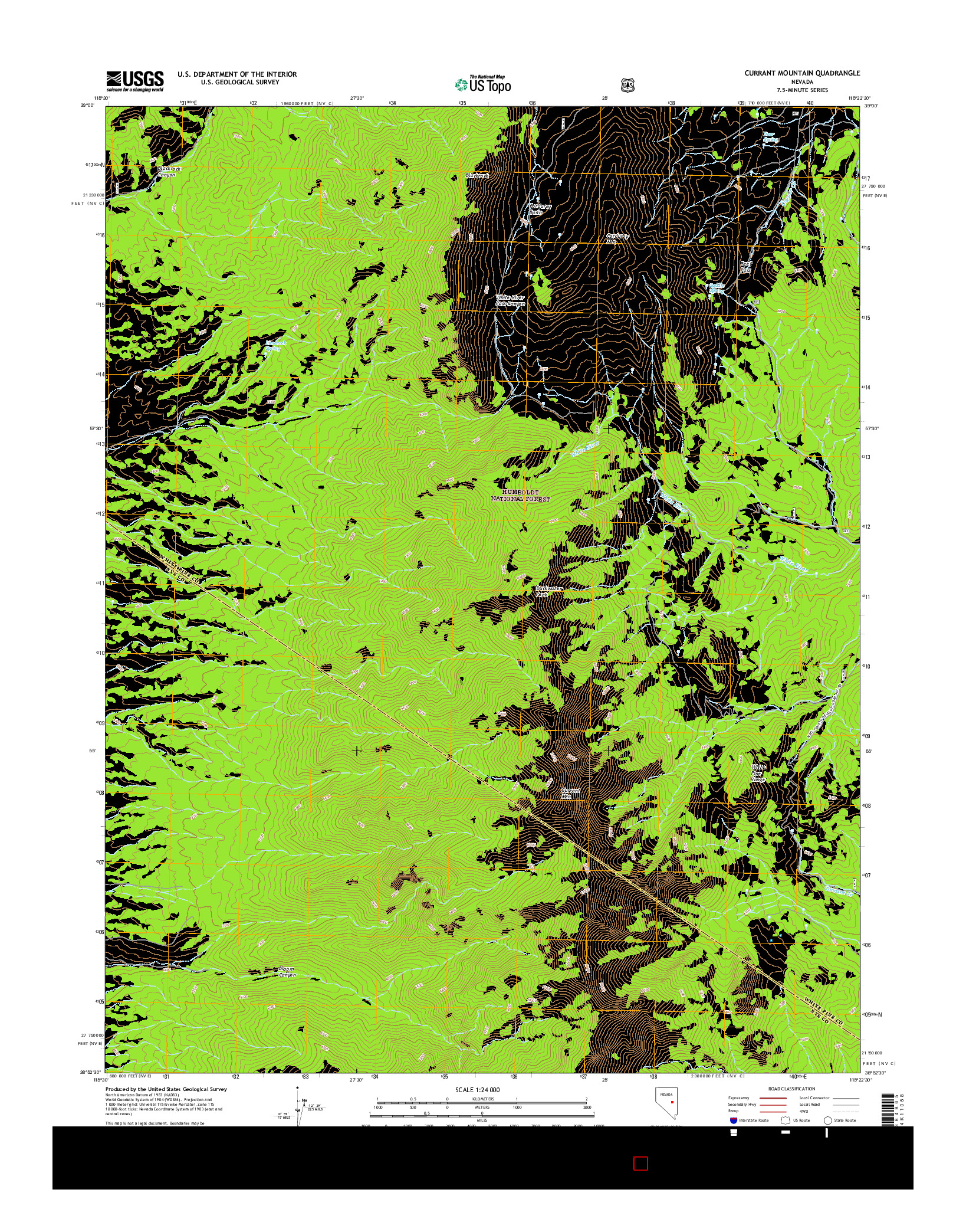 USGS US TOPO 7.5-MINUTE MAP FOR CURRANT MOUNTAIN, NV 2014