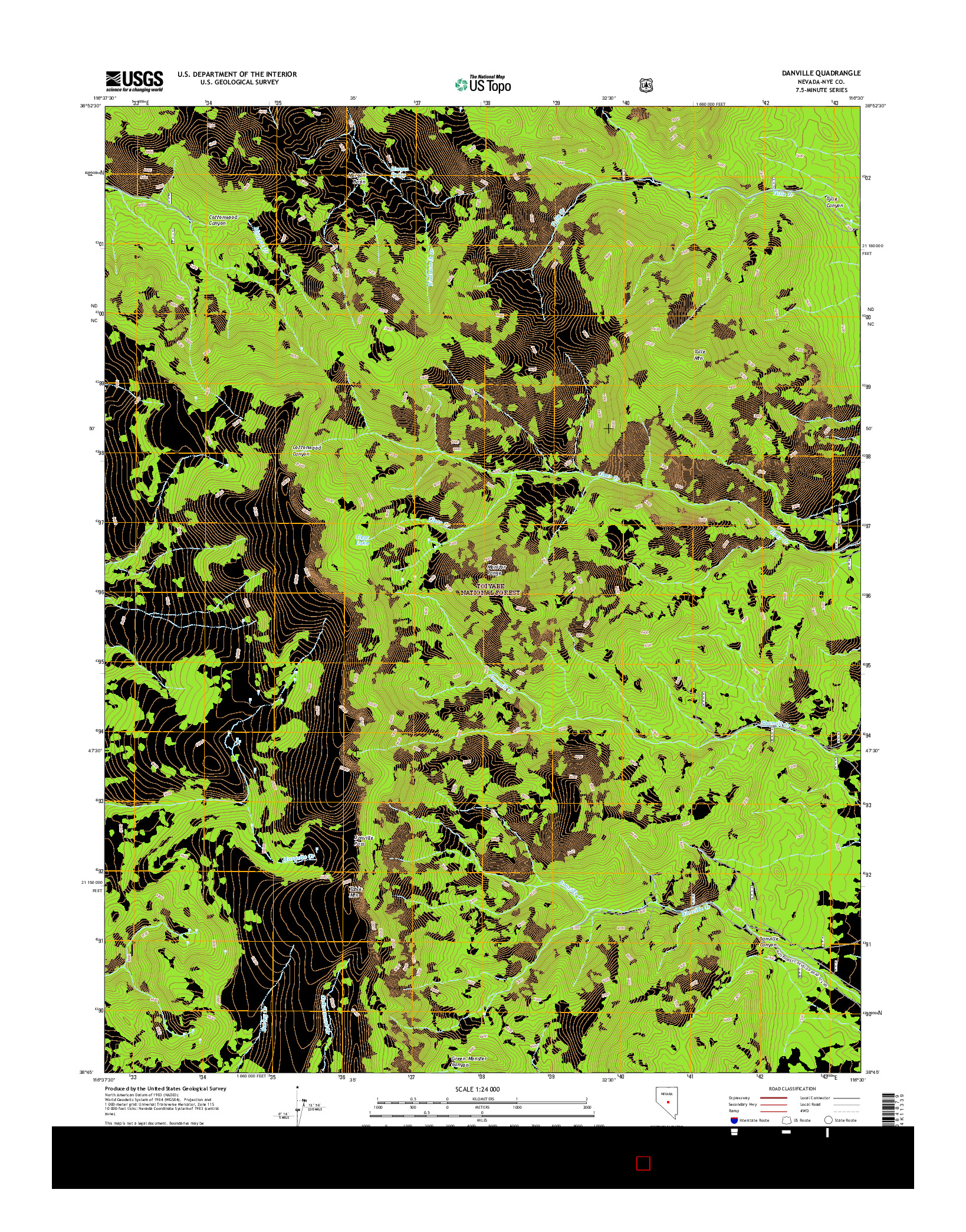 USGS US TOPO 7.5-MINUTE MAP FOR DANVILLE, NV 2014