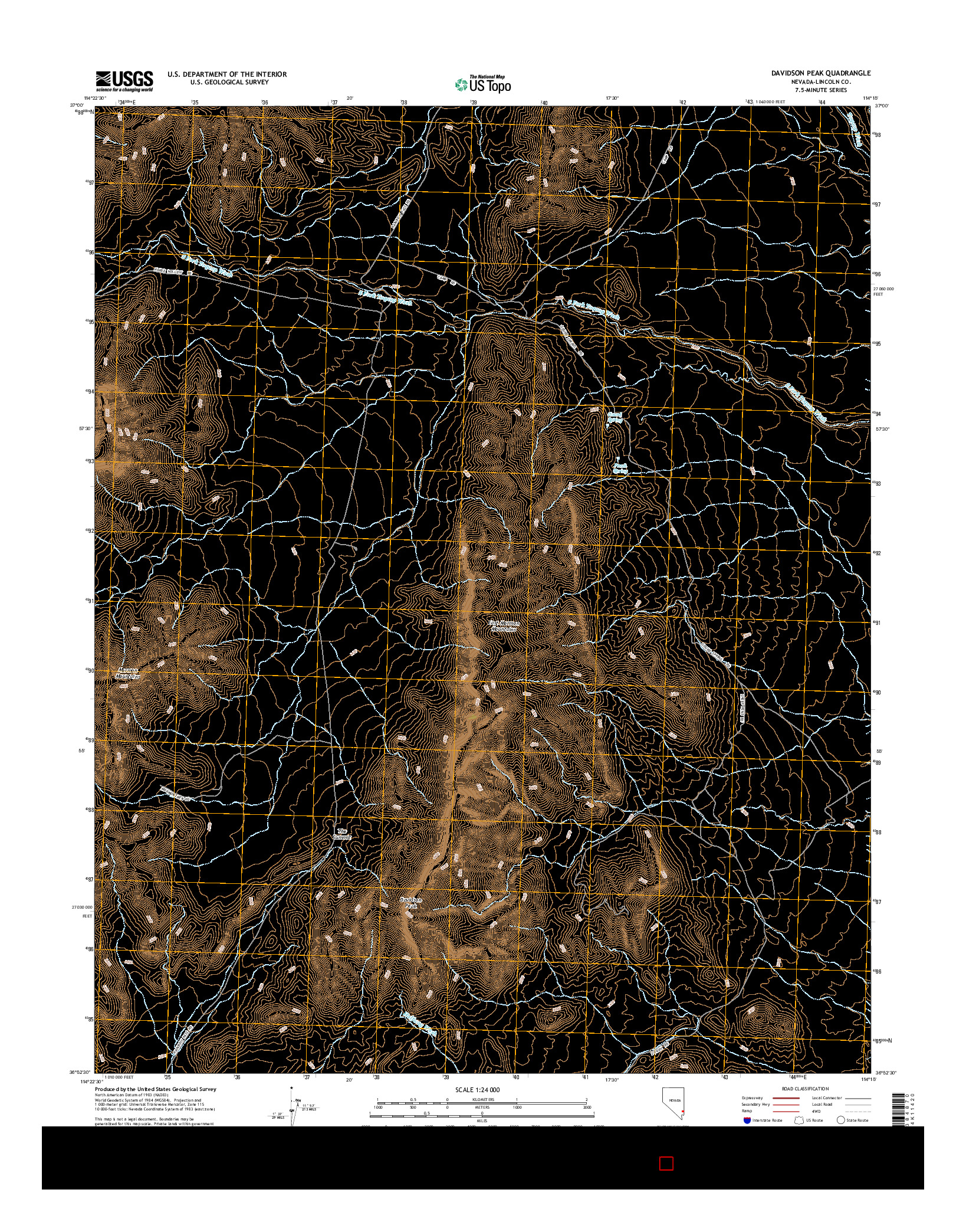 USGS US TOPO 7.5-MINUTE MAP FOR DAVIDSON PEAK, NV 2014