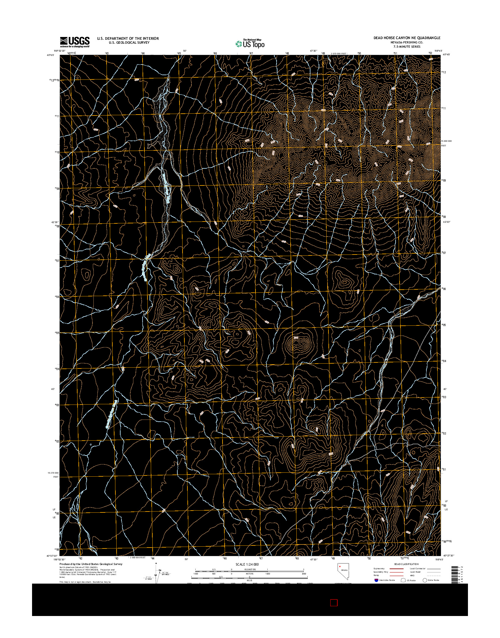 USGS US TOPO 7.5-MINUTE MAP FOR DEAD HORSE CANYON NE, NV 2014