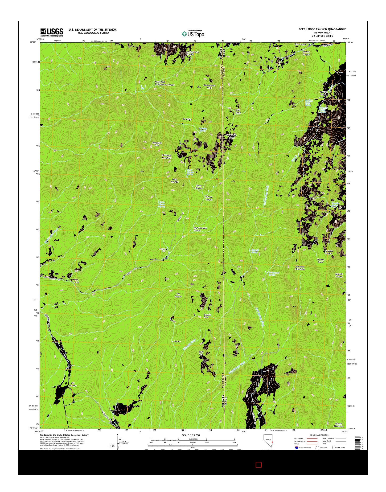 USGS US TOPO 7.5-MINUTE MAP FOR DEER LODGE CANYON, NV-UT 2014