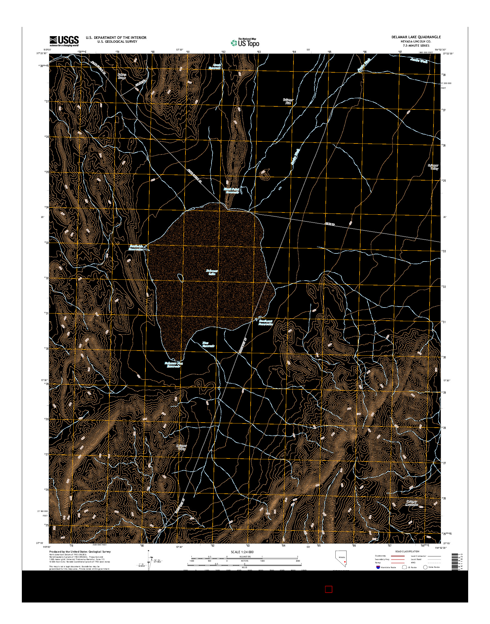 USGS US TOPO 7.5-MINUTE MAP FOR DELAMAR LAKE, NV 2014