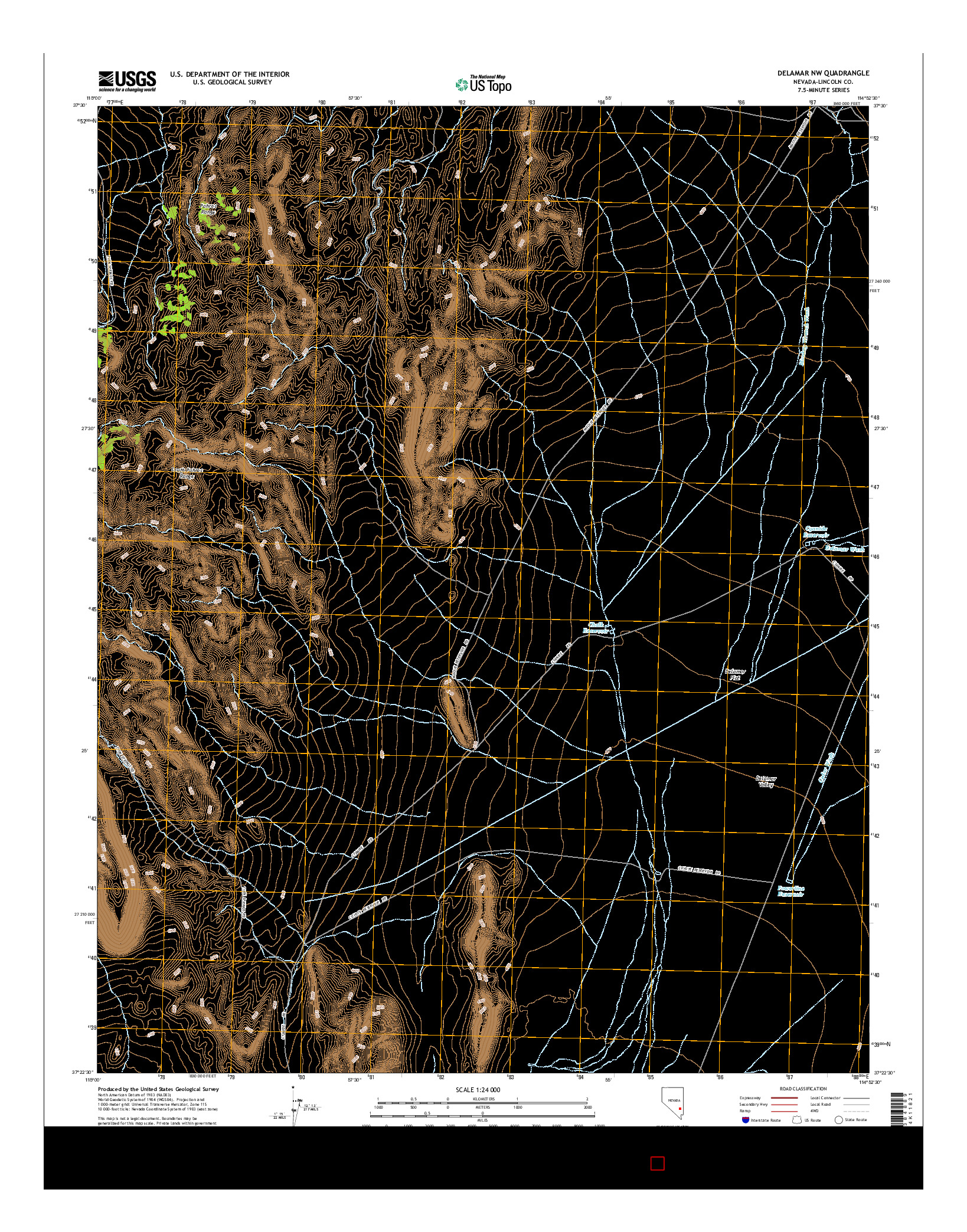 USGS US TOPO 7.5-MINUTE MAP FOR DELAMAR NW, NV 2014