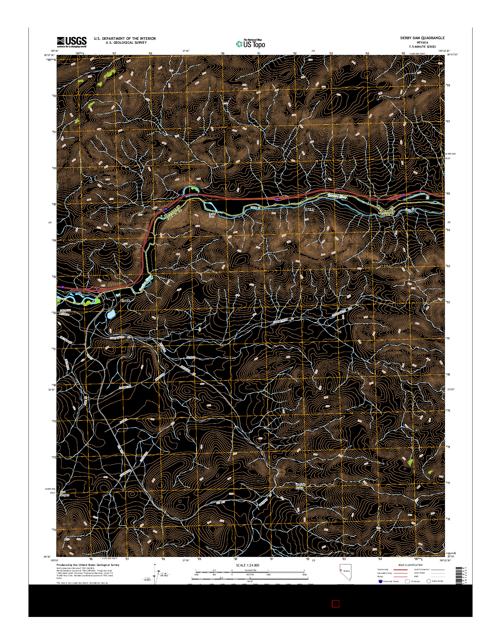USGS US TOPO 7.5-MINUTE MAP FOR DERBY DAM, NV 2014