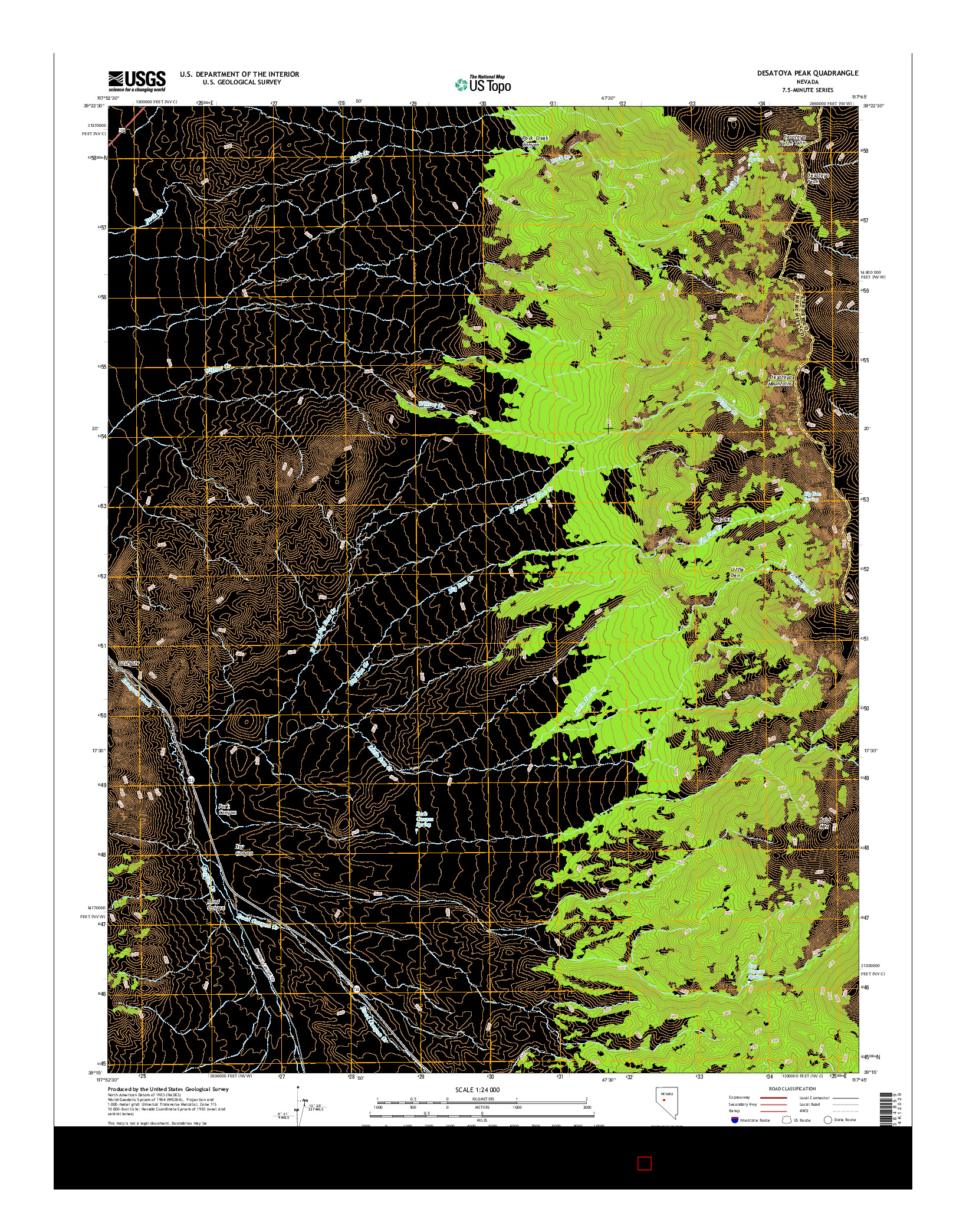 USGS US TOPO 7.5-MINUTE MAP FOR DESATOYA PEAK, NV 2014