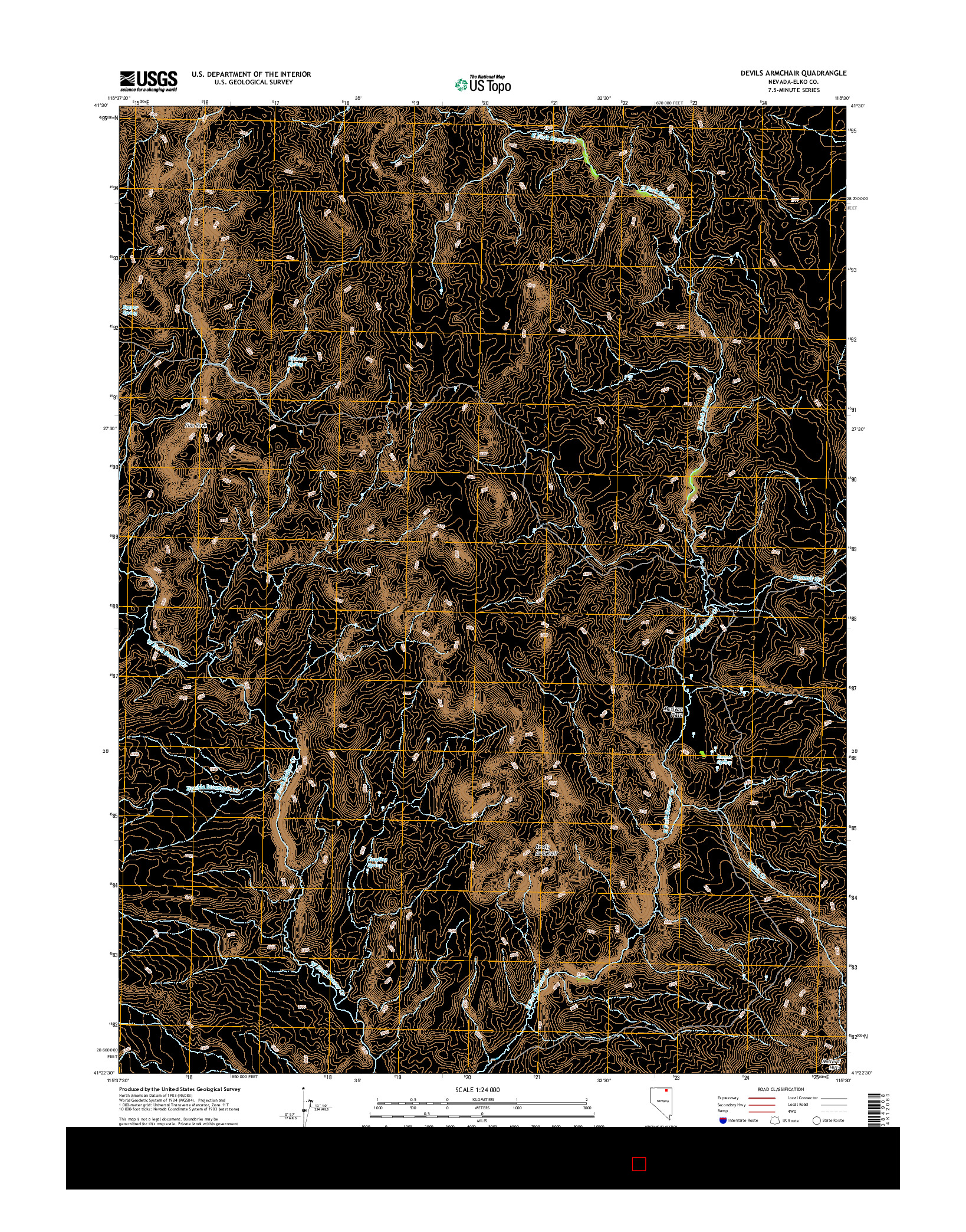 USGS US TOPO 7.5-MINUTE MAP FOR DEVILS ARMCHAIR, NV 2014