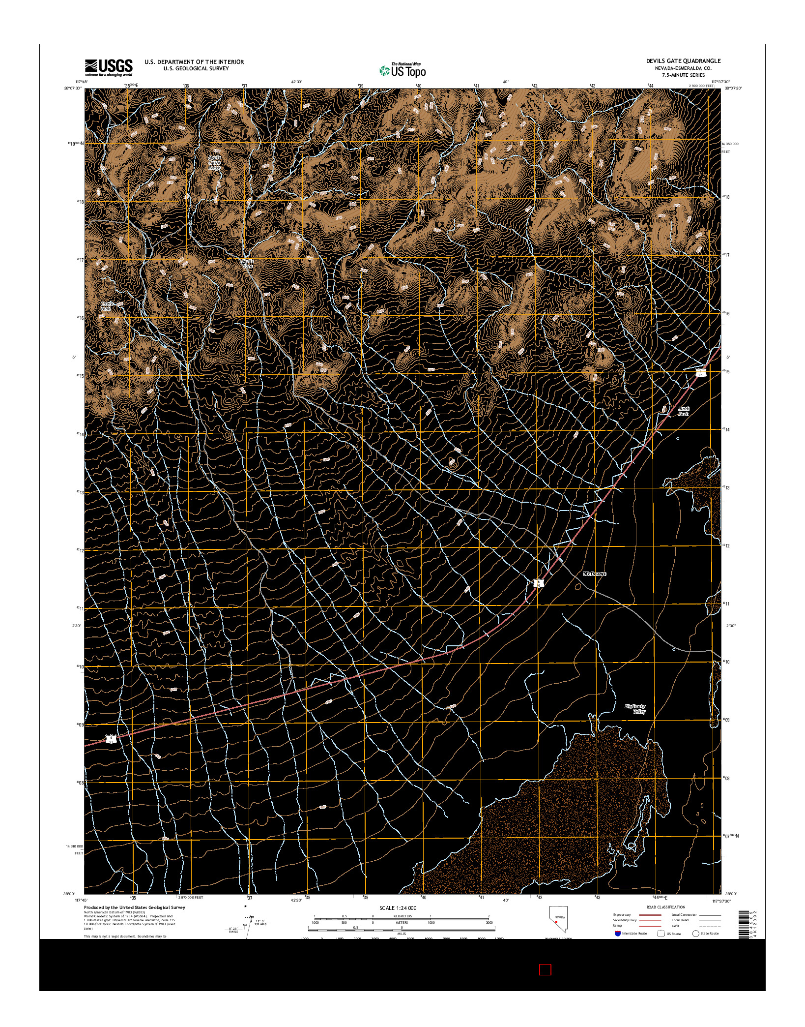 USGS US TOPO 7.5-MINUTE MAP FOR DEVILS GATE, NV 2014