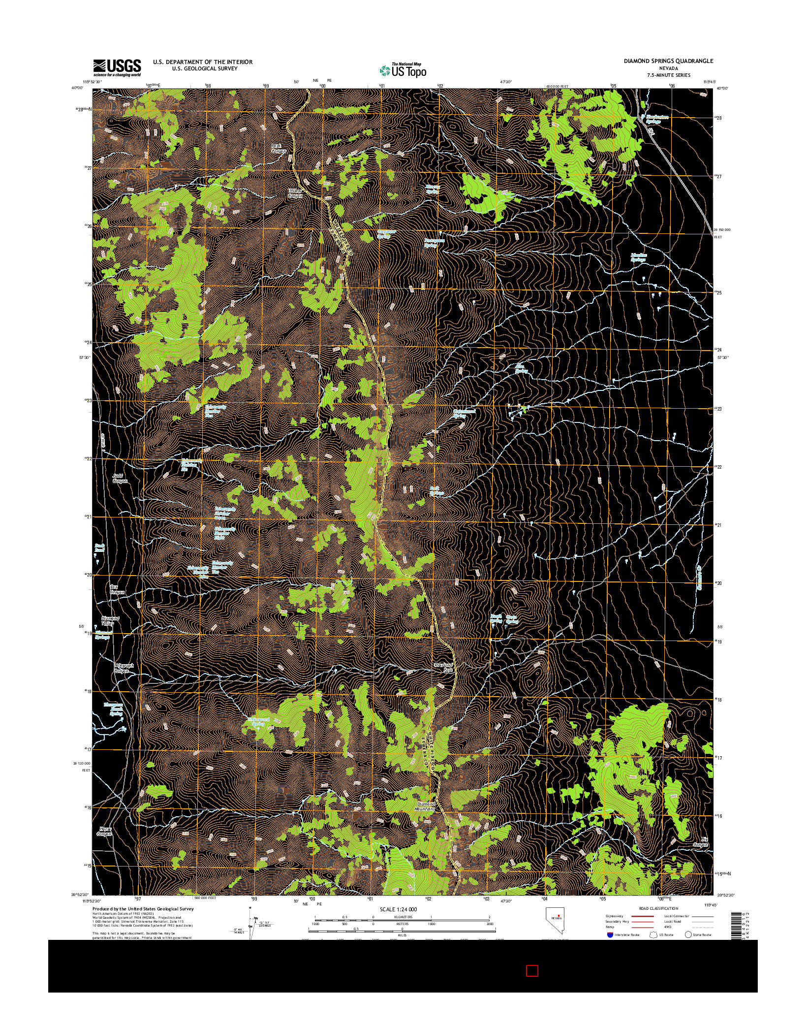 USGS US TOPO 7.5-MINUTE MAP FOR DIAMOND SPRINGS, NV 2014