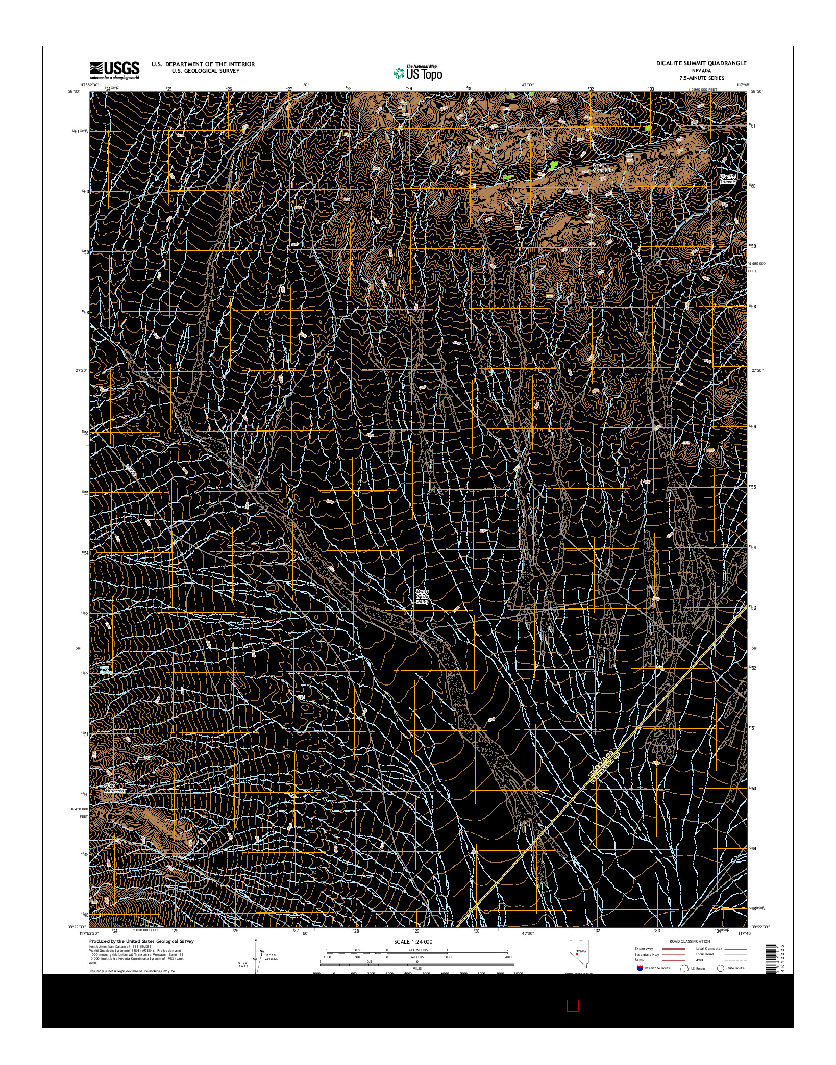 USGS US TOPO 7.5-MINUTE MAP FOR DICALITE SUMMIT, NV 2014