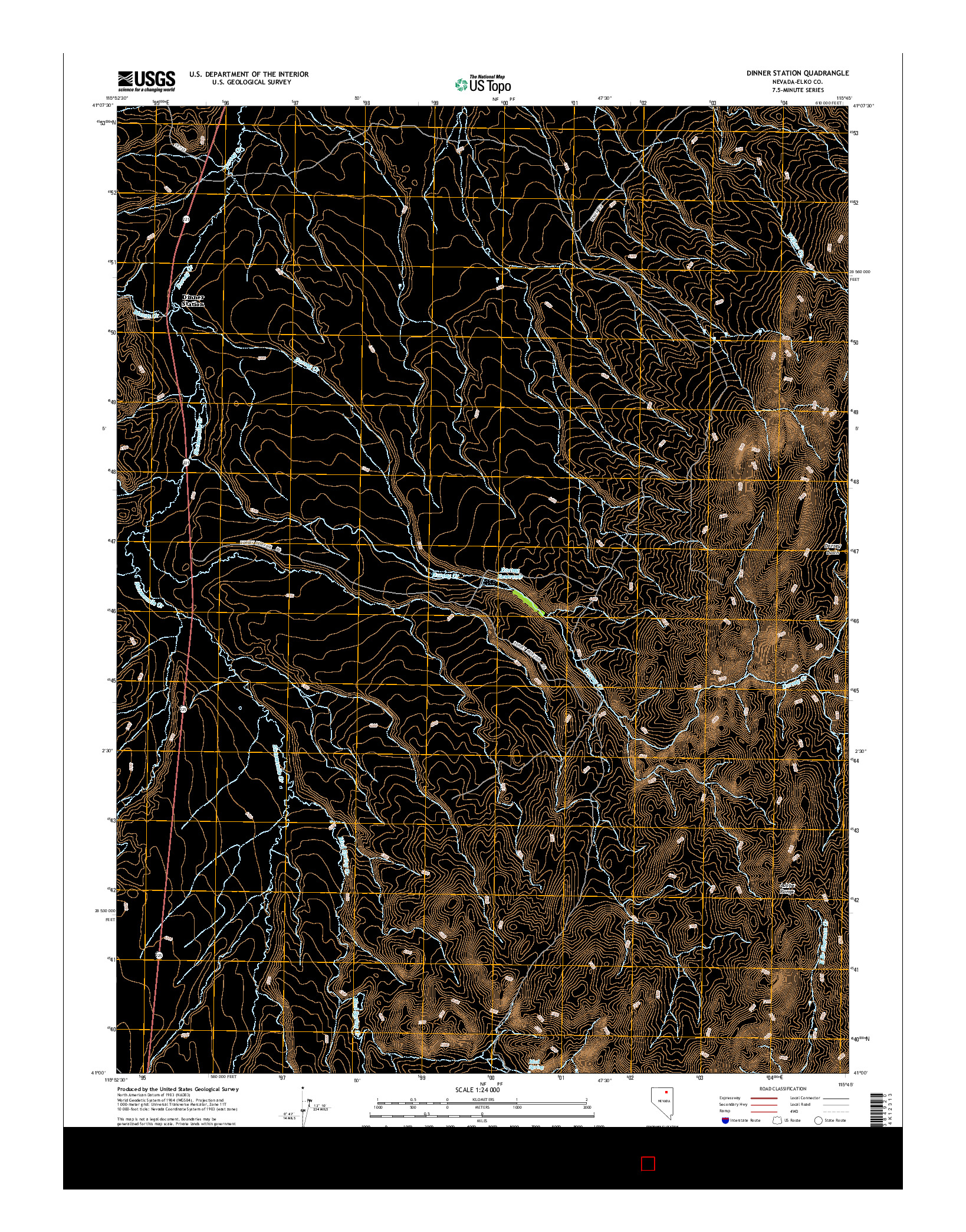 USGS US TOPO 7.5-MINUTE MAP FOR DINNER STATION, NV 2014