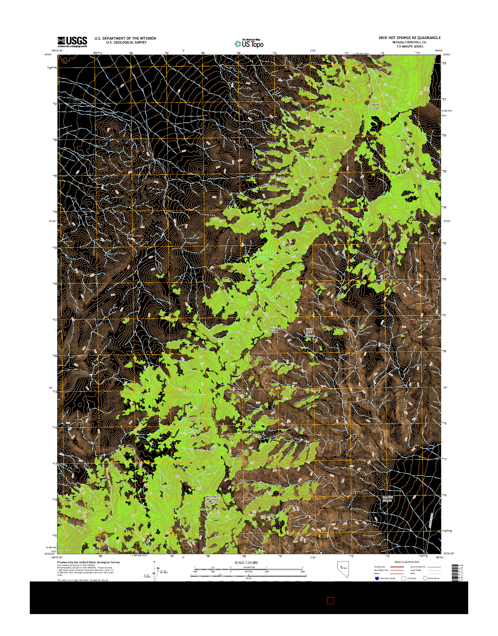 USGS US TOPO 7.5-MINUTE MAP FOR DIXIE HOT SPRINGS NE, NV 2014