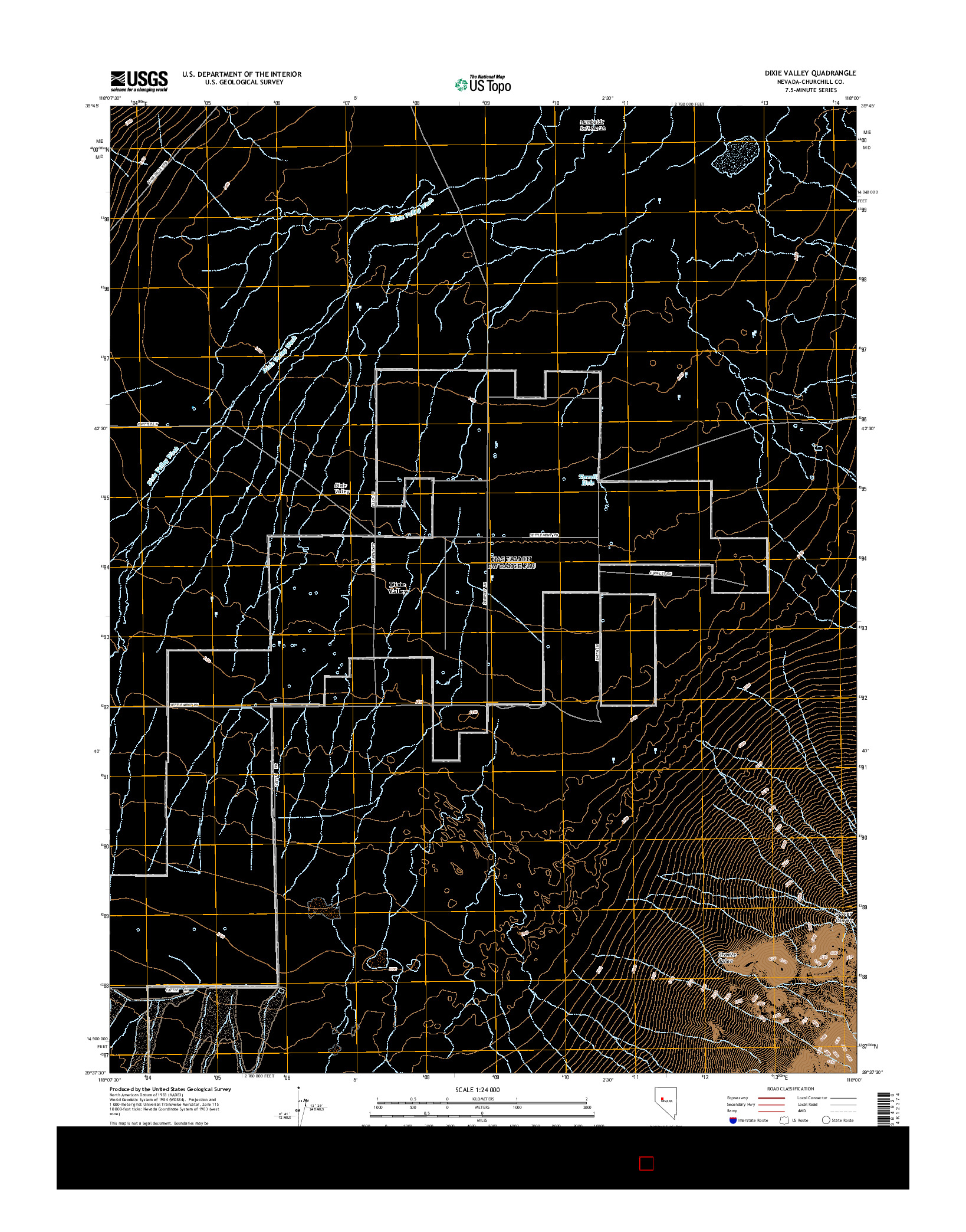 USGS US TOPO 7.5-MINUTE MAP FOR DIXIE VALLEY, NV 2014