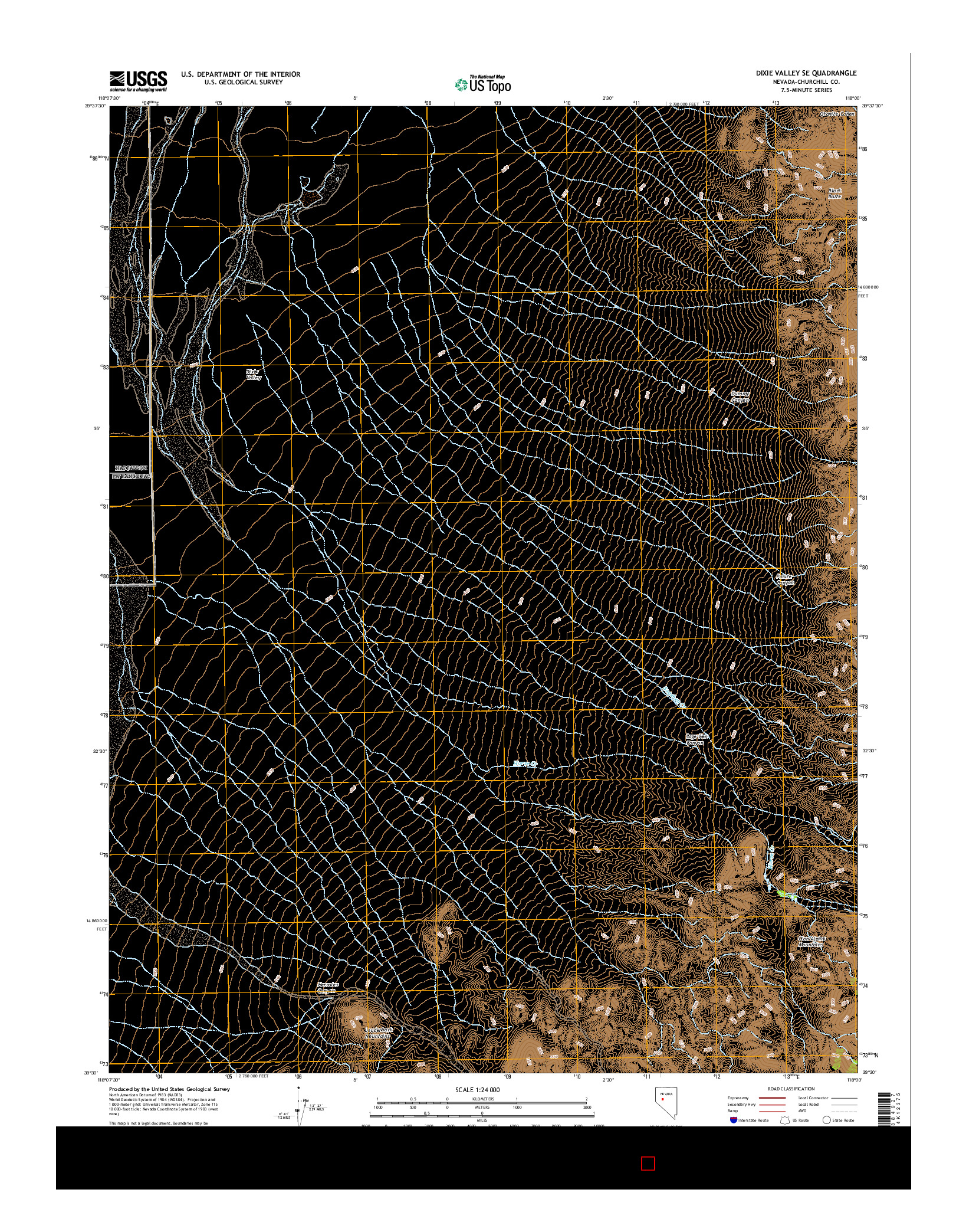 USGS US TOPO 7.5-MINUTE MAP FOR DIXIE VALLEY SE, NV 2014