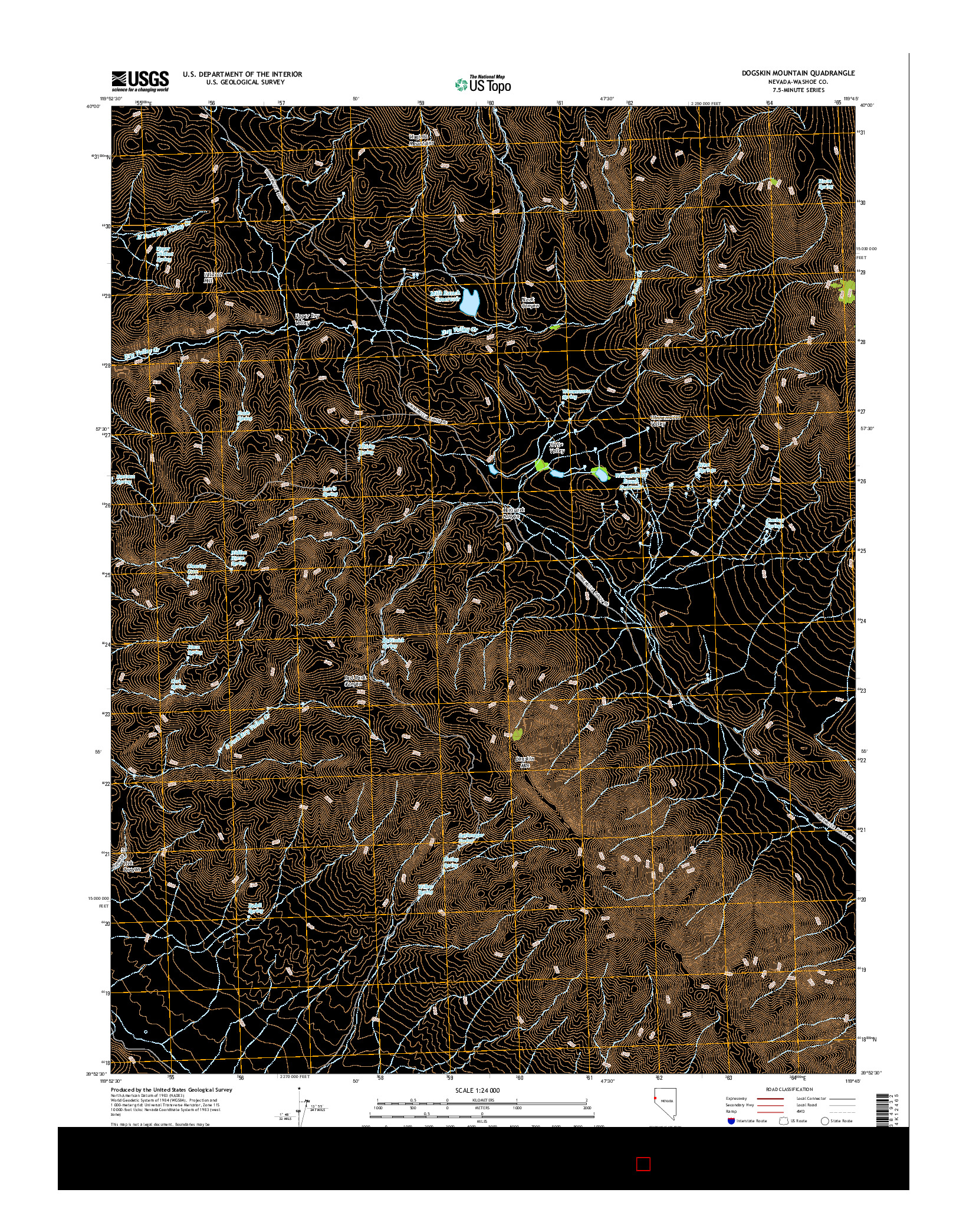 USGS US TOPO 7.5-MINUTE MAP FOR DOGSKIN MOUNTAIN, NV 2014