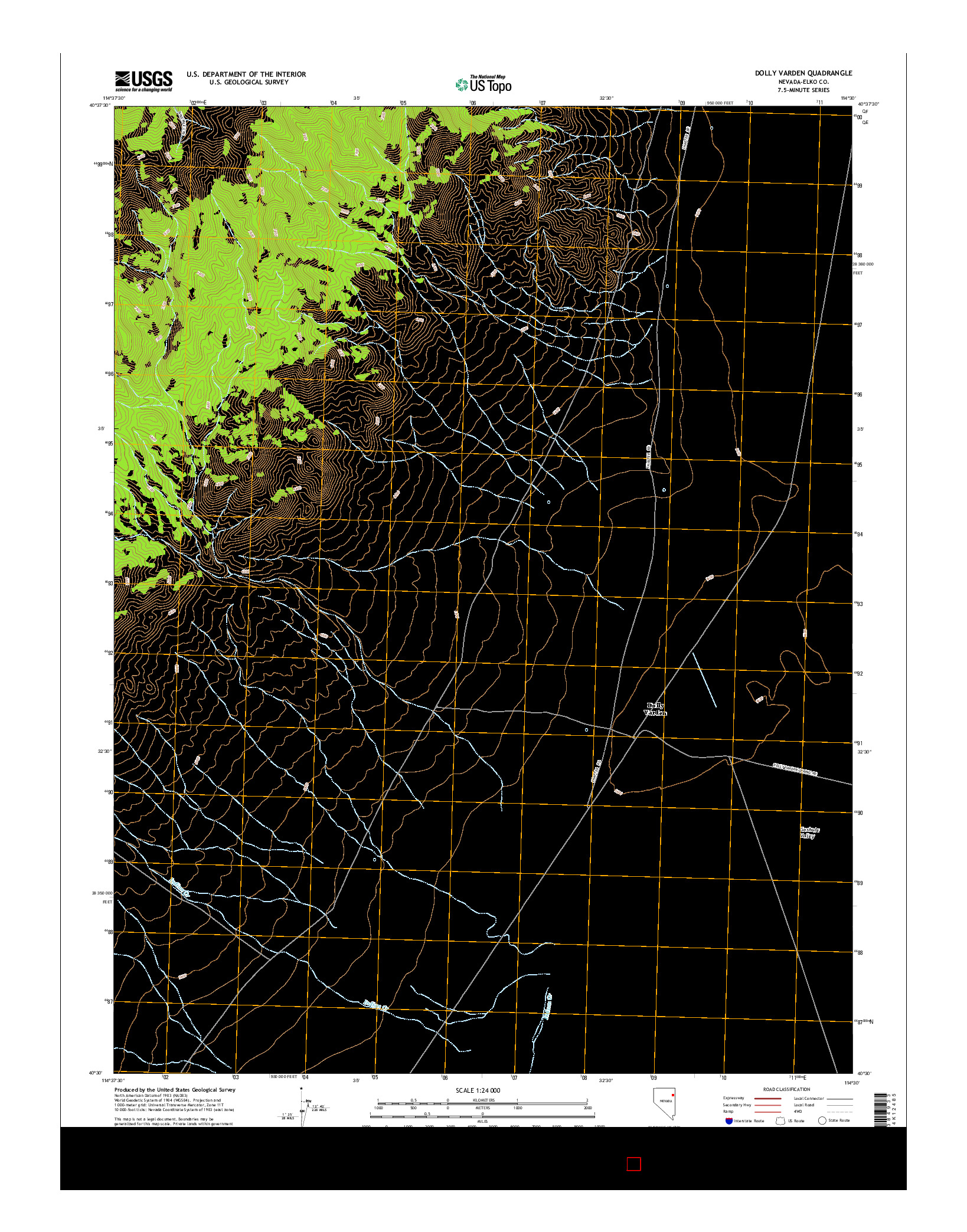 USGS US TOPO 7.5-MINUTE MAP FOR DOLLY VARDEN, NV 2014