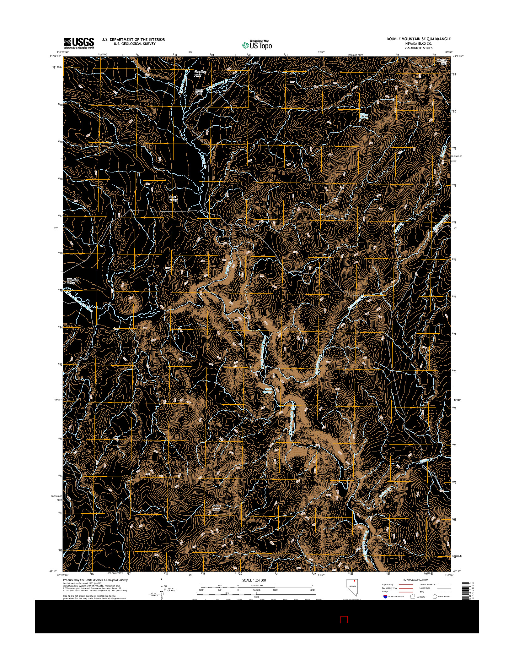 USGS US TOPO 7.5-MINUTE MAP FOR DOUBLE MOUNTAIN SE, NV 2014