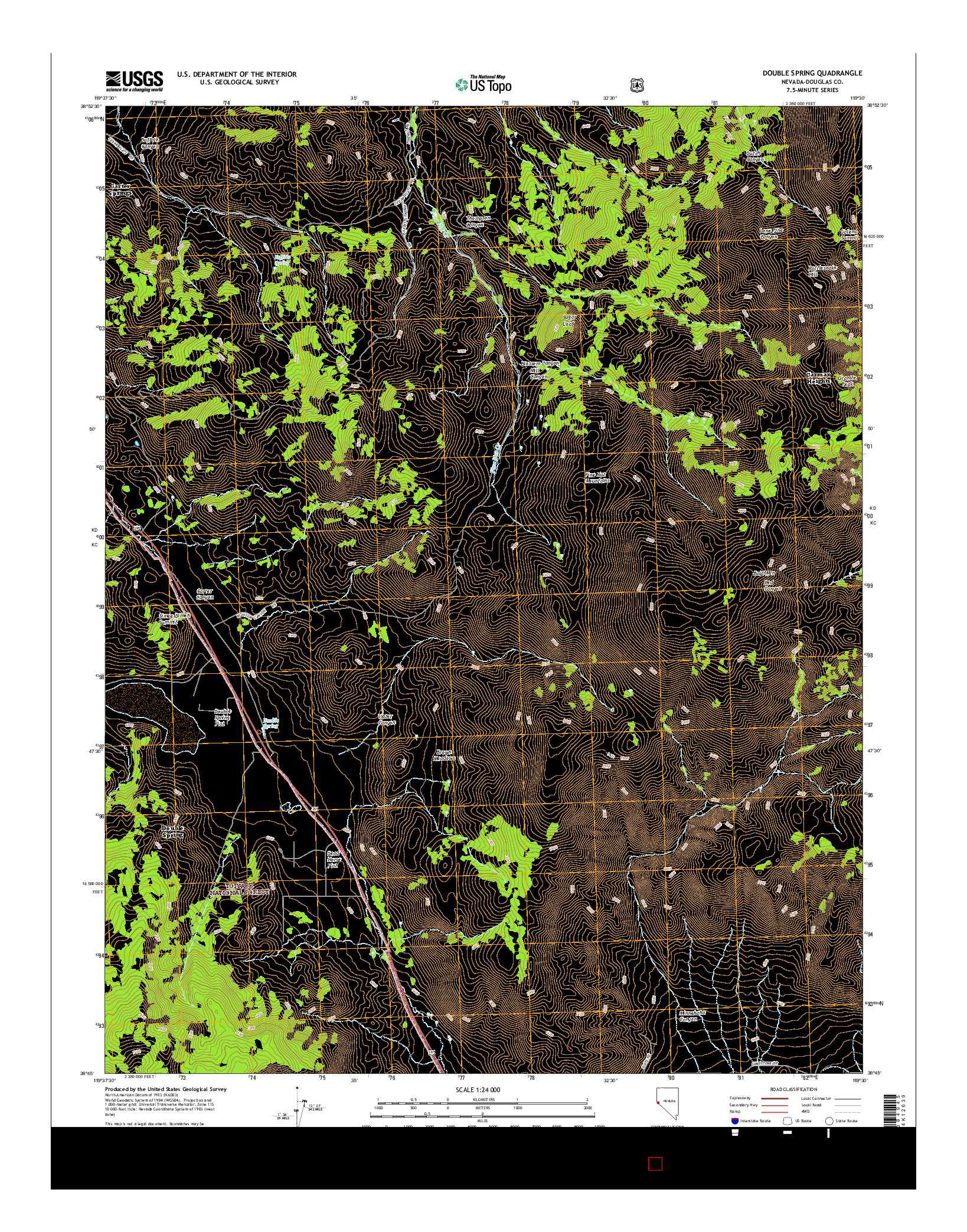 USGS US TOPO 7.5-MINUTE MAP FOR DOUBLE SPRING, NV 2014