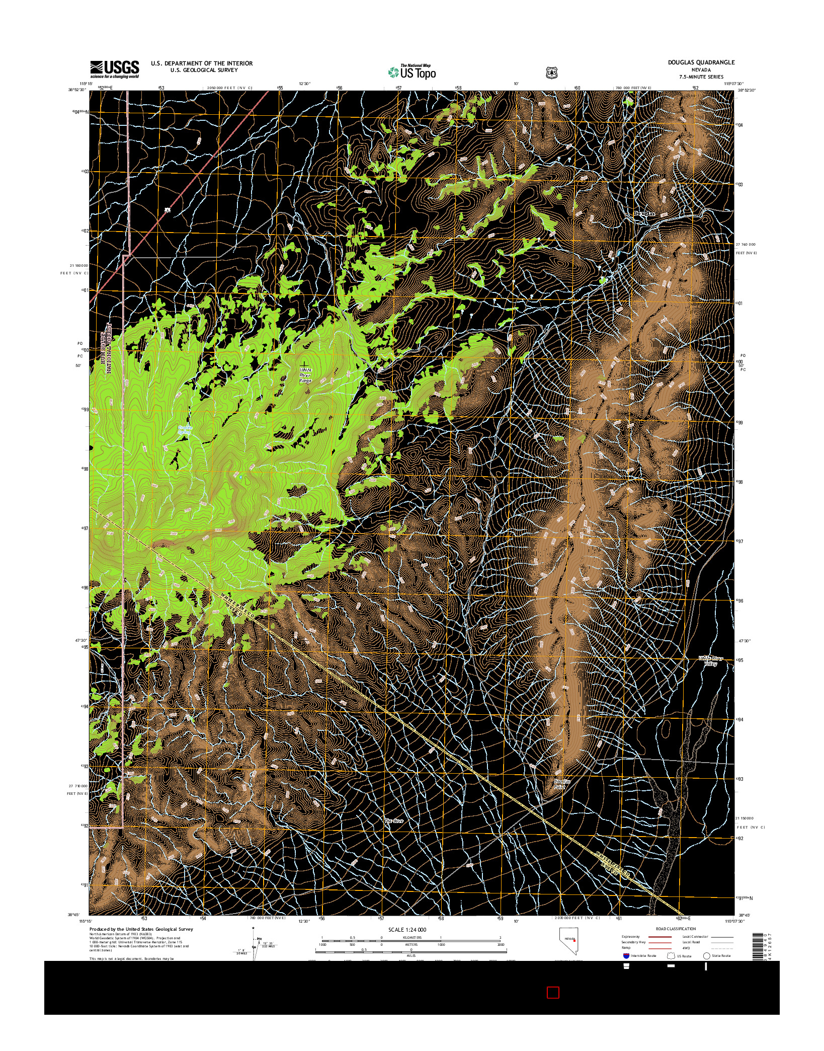 USGS US TOPO 7.5-MINUTE MAP FOR DOUGLAS, NV 2014