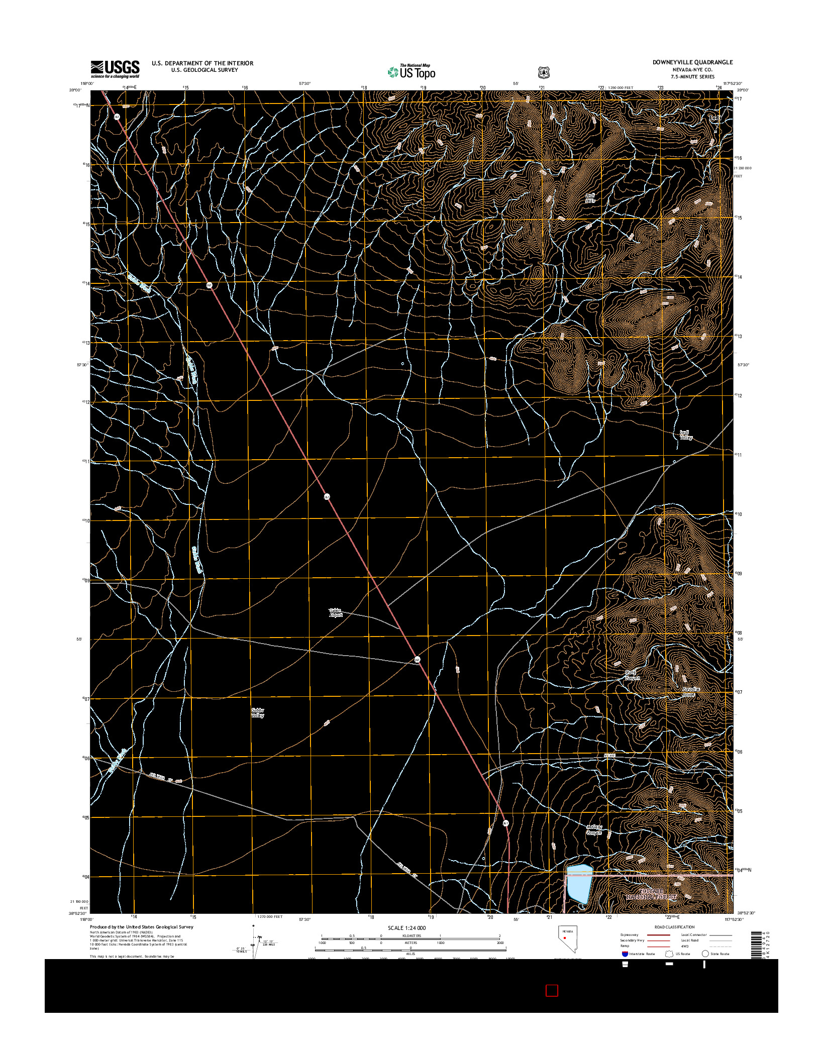 USGS US TOPO 7.5-MINUTE MAP FOR DOWNEYVILLE, NV 2014