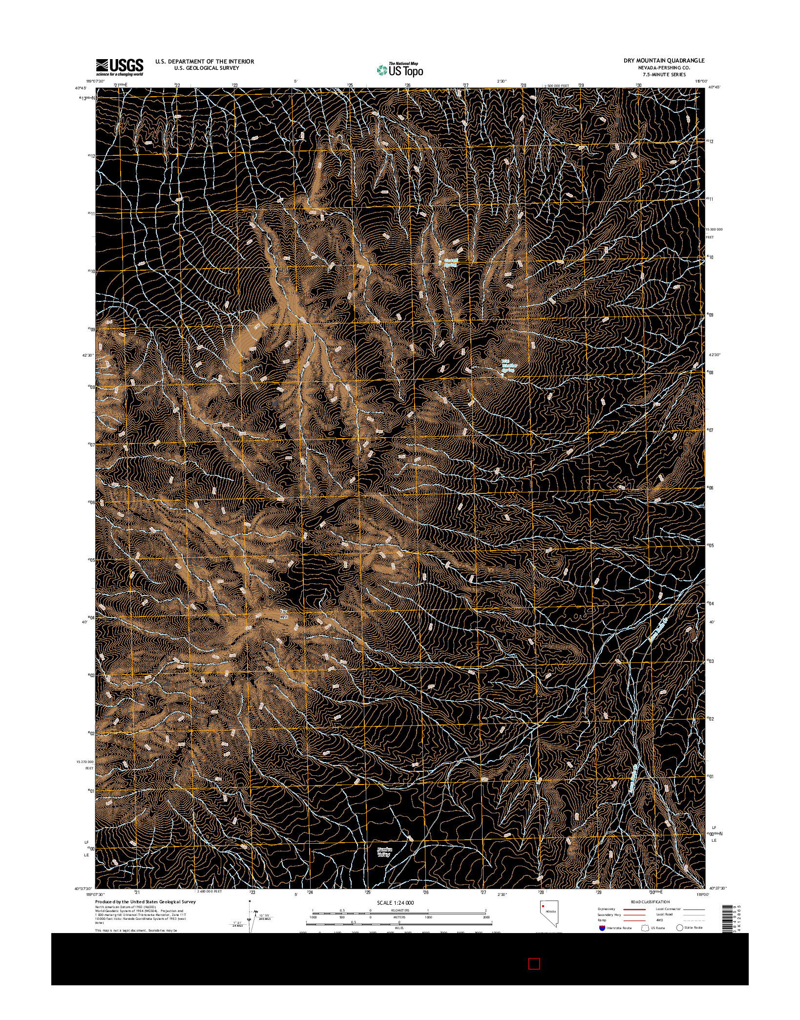 USGS US TOPO 7.5-MINUTE MAP FOR DRY MOUNTAIN, NV 2014