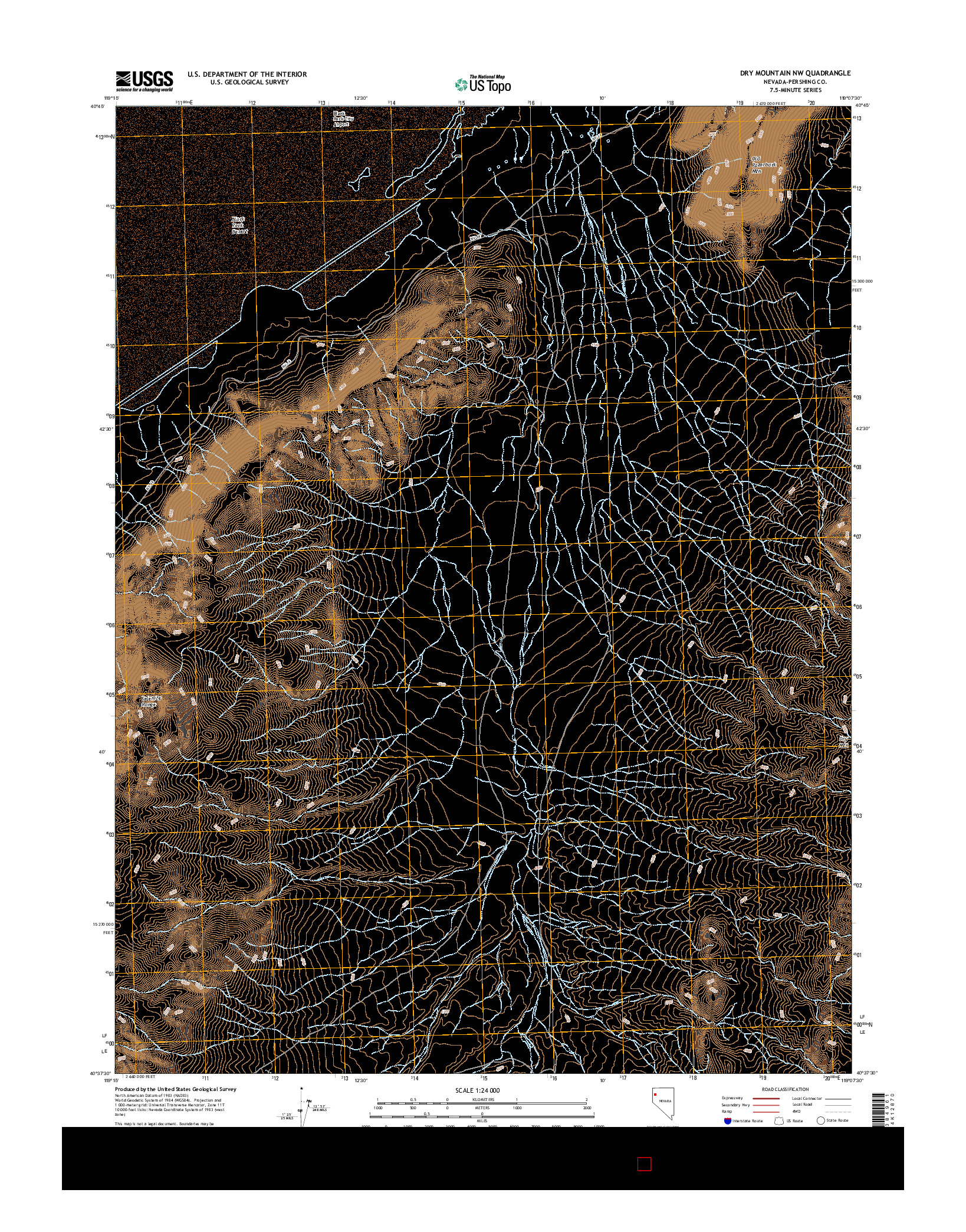 USGS US TOPO 7.5-MINUTE MAP FOR DRY MOUNTAIN NW, NV 2014