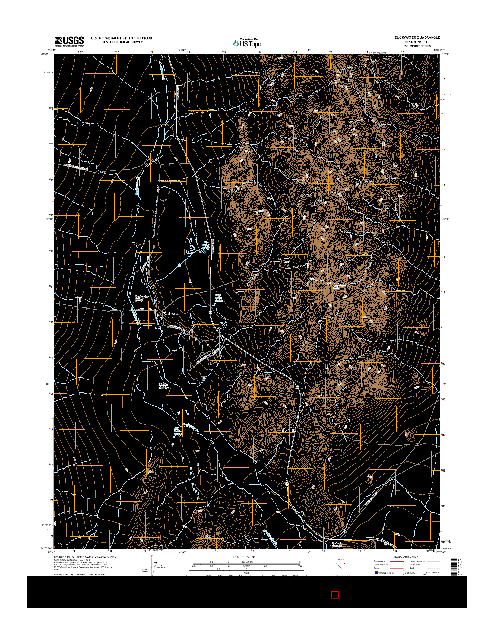 USGS US TOPO 7.5-MINUTE MAP FOR DUCKWATER, NV 2014