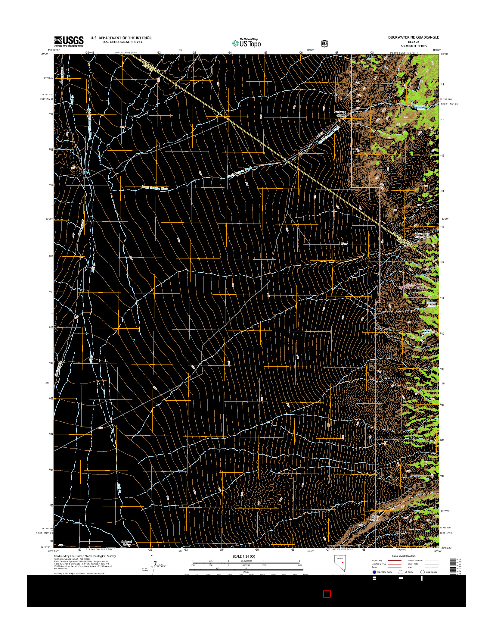 USGS US TOPO 7.5-MINUTE MAP FOR DUCKWATER NE, NV 2014