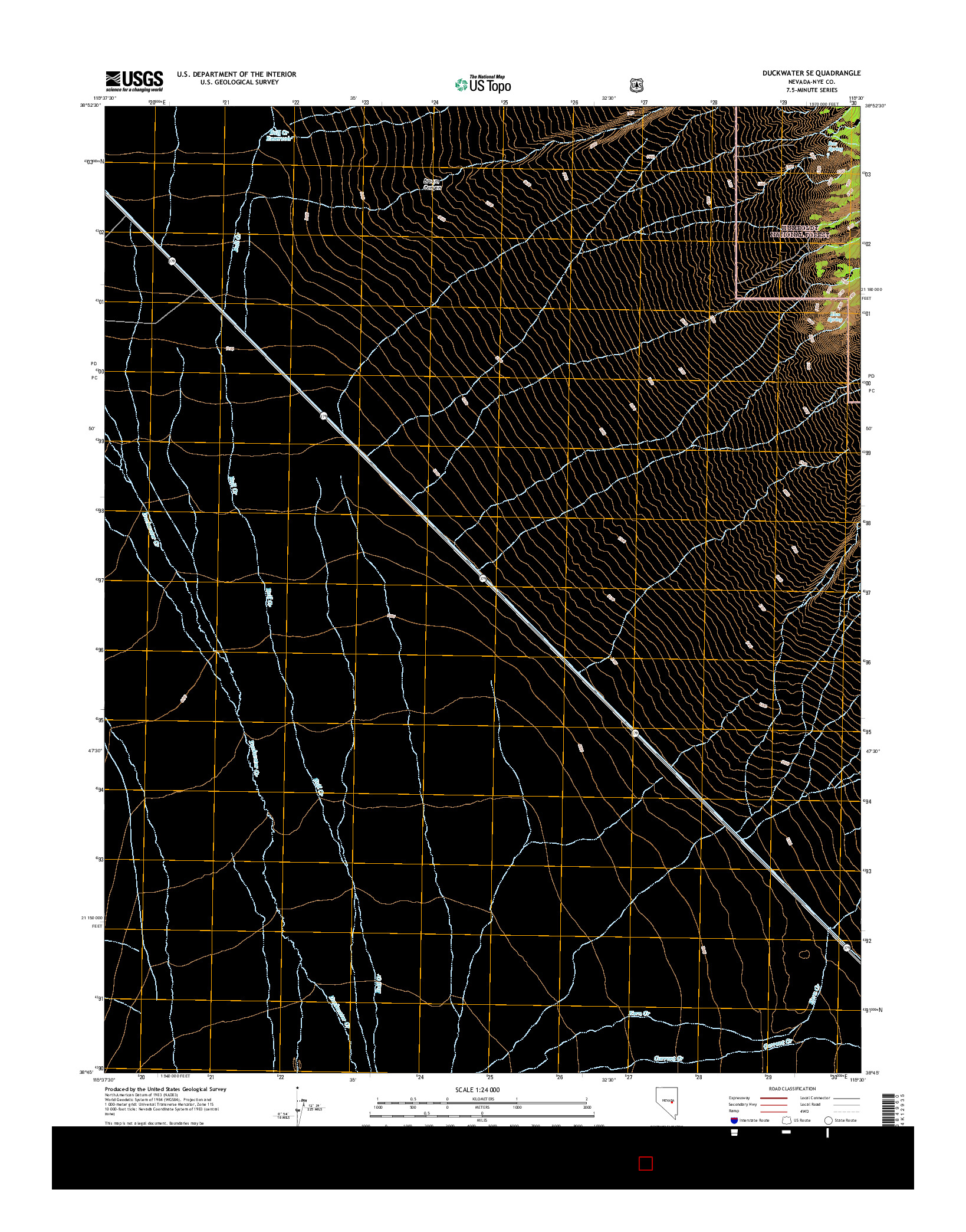 USGS US TOPO 7.5-MINUTE MAP FOR DUCKWATER SE, NV 2014