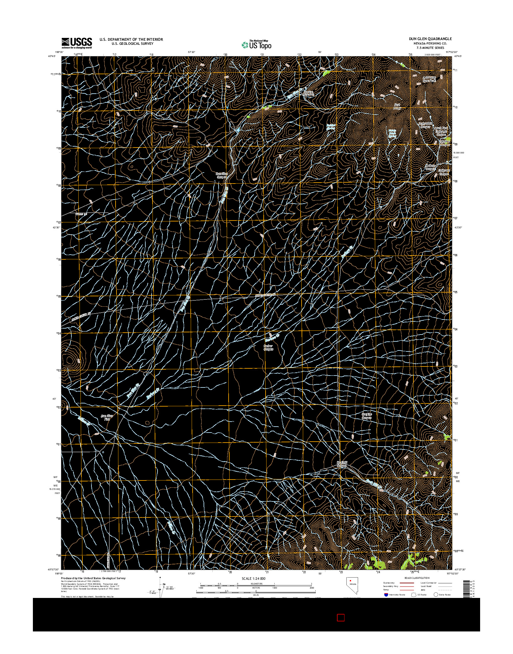 USGS US TOPO 7.5-MINUTE MAP FOR DUN GLEN, NV 2014