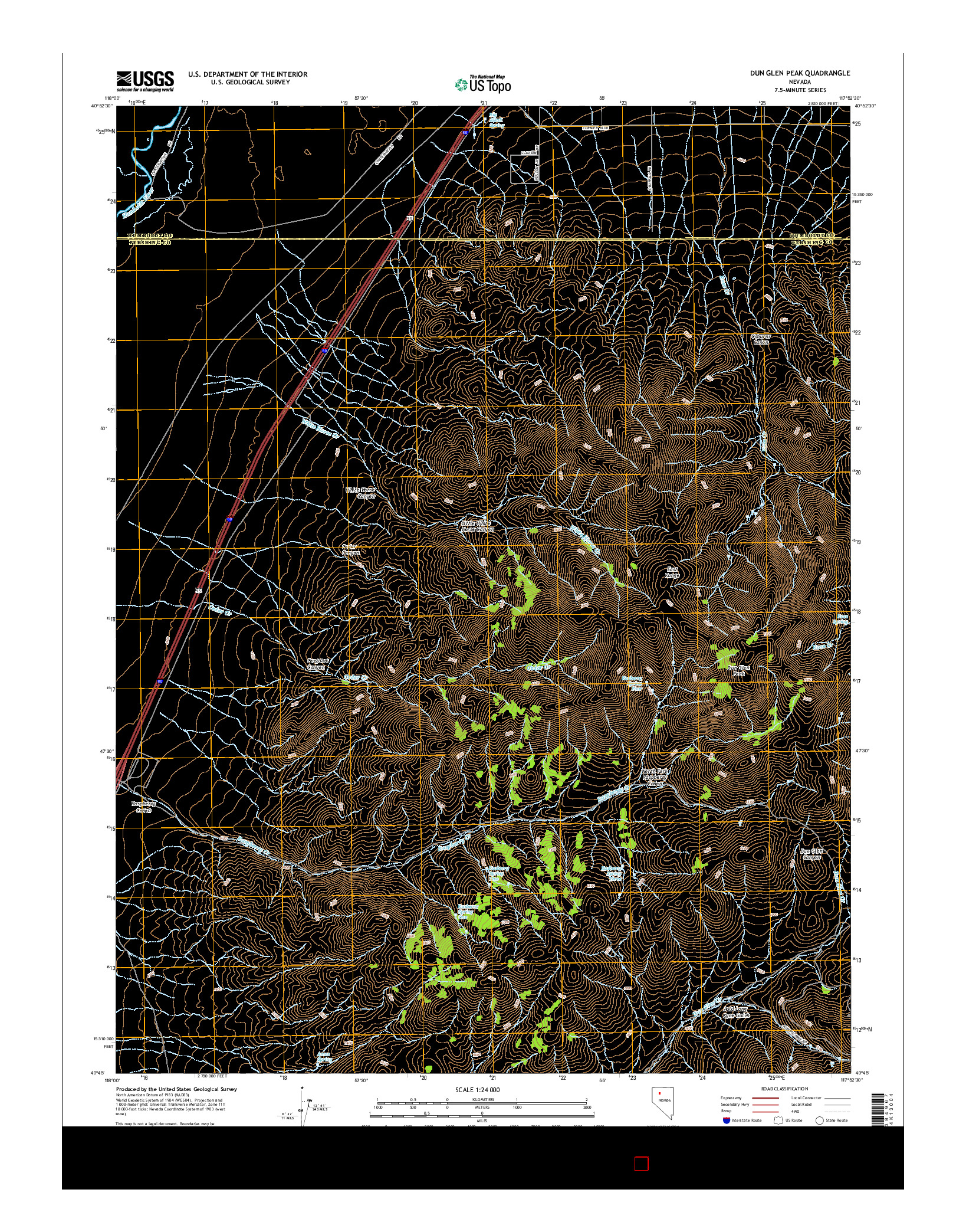 USGS US TOPO 7.5-MINUTE MAP FOR DUN GLEN PEAK, NV 2014