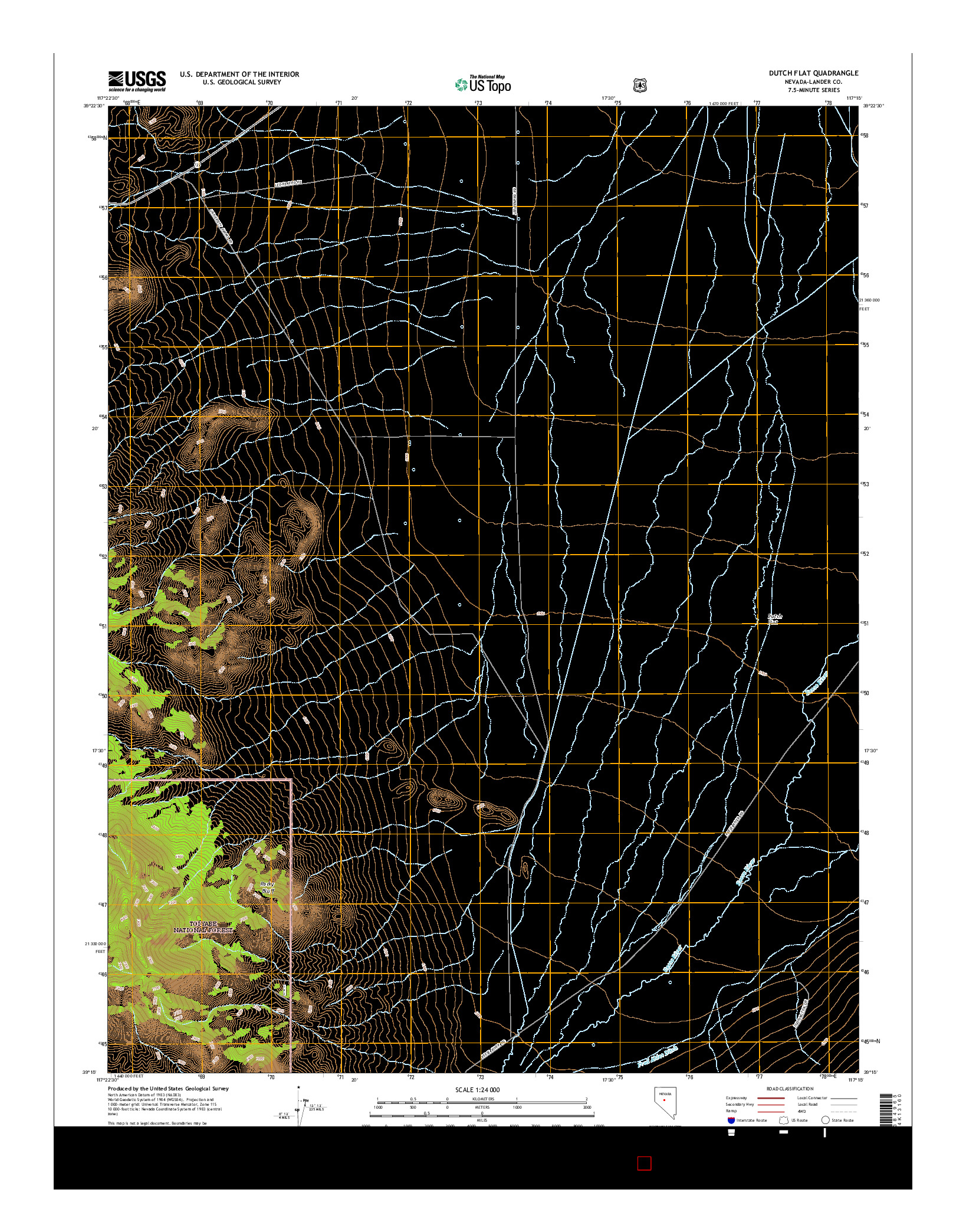 USGS US TOPO 7.5-MINUTE MAP FOR DUTCH FLAT, NV 2014