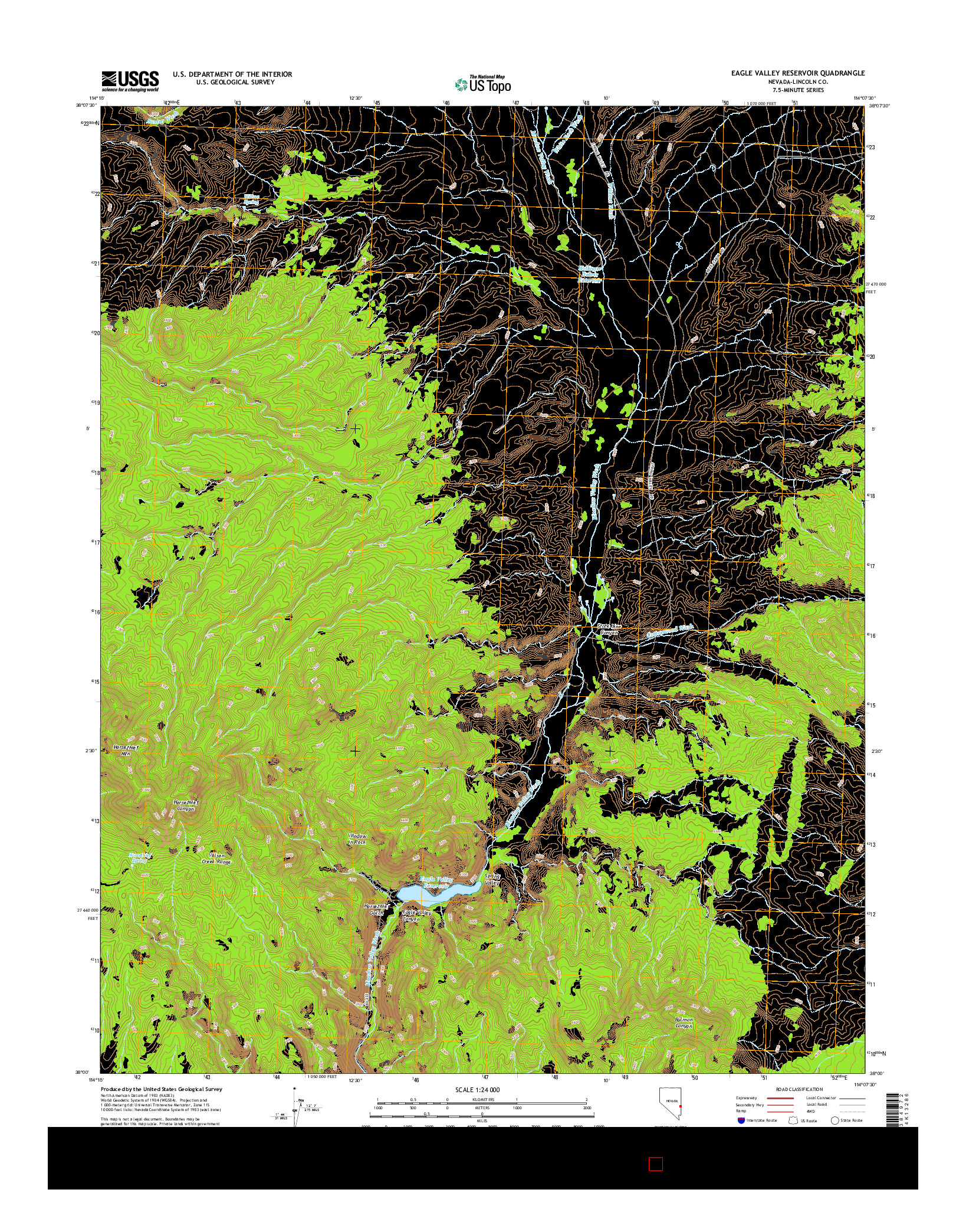 USGS US TOPO 7.5-MINUTE MAP FOR EAGLE VALLEY RESERVOIR, NV 2014