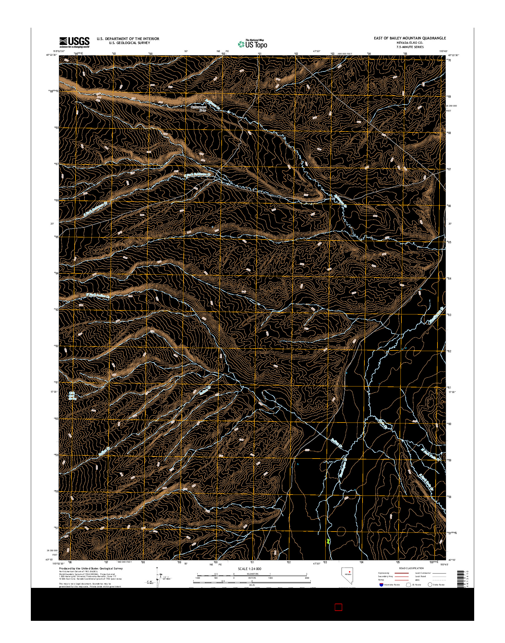 USGS US TOPO 7.5-MINUTE MAP FOR EAST OF BAILEY MOUNTAIN, NV 2014