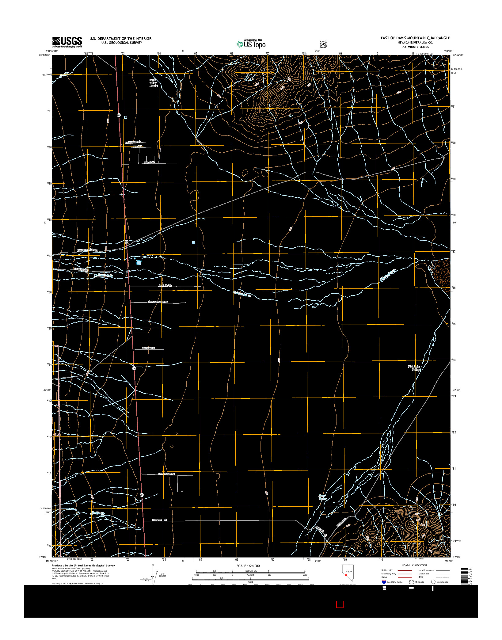 USGS US TOPO 7.5-MINUTE MAP FOR EAST OF DAVIS MOUNTAIN, NV 2014