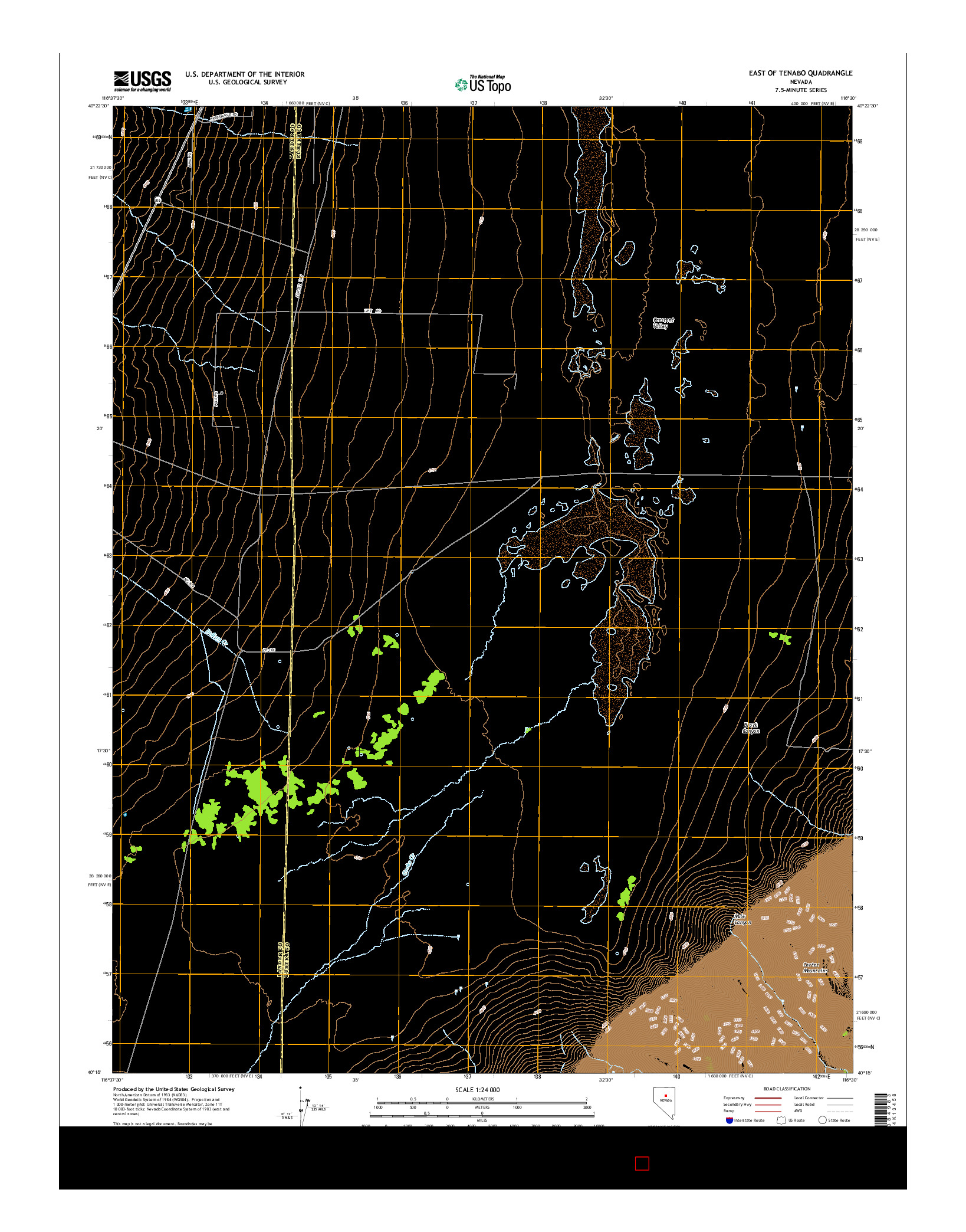 USGS US TOPO 7.5-MINUTE MAP FOR EAST OF TENABO, NV 2014