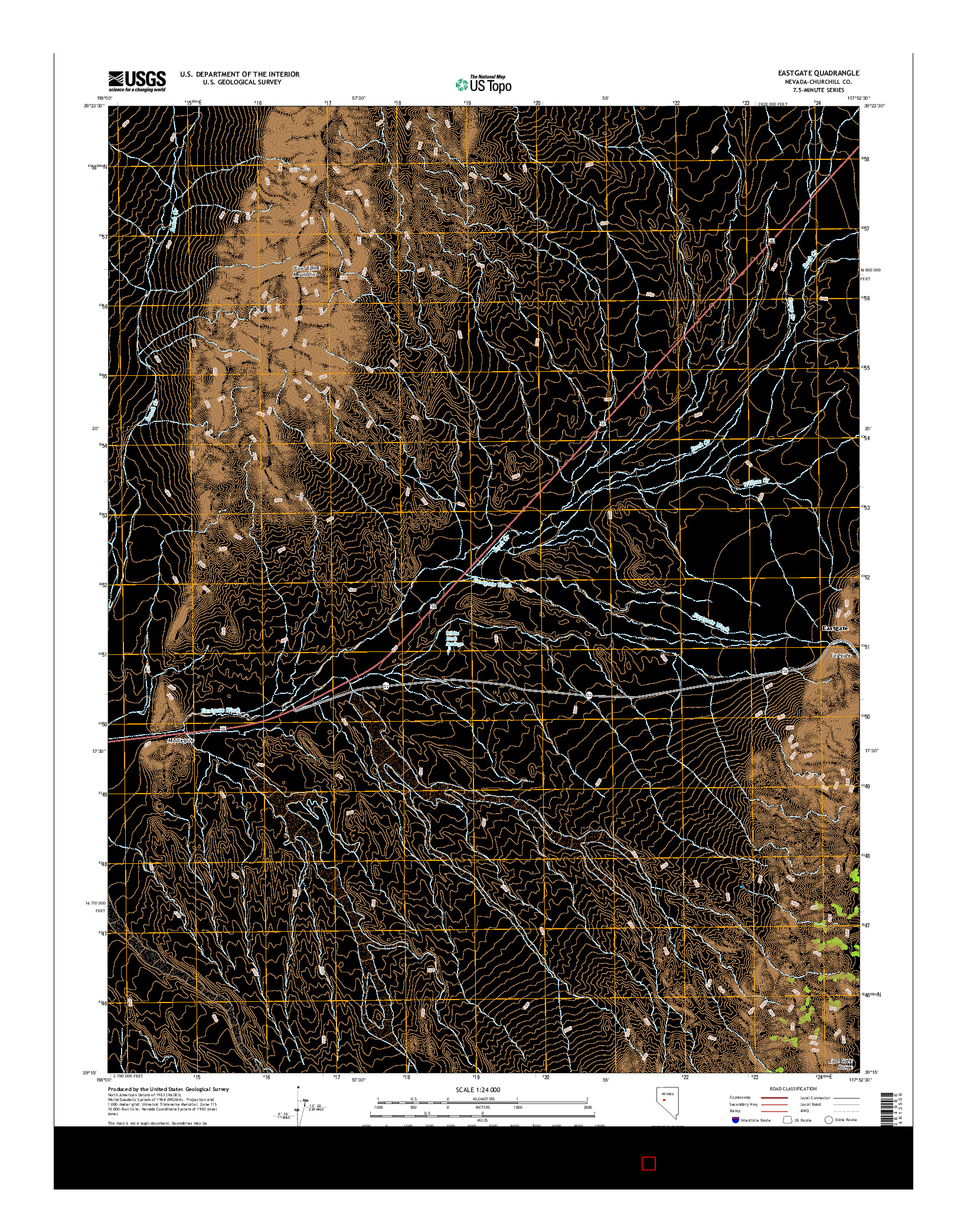USGS US TOPO 7.5-MINUTE MAP FOR EASTGATE, NV 2014