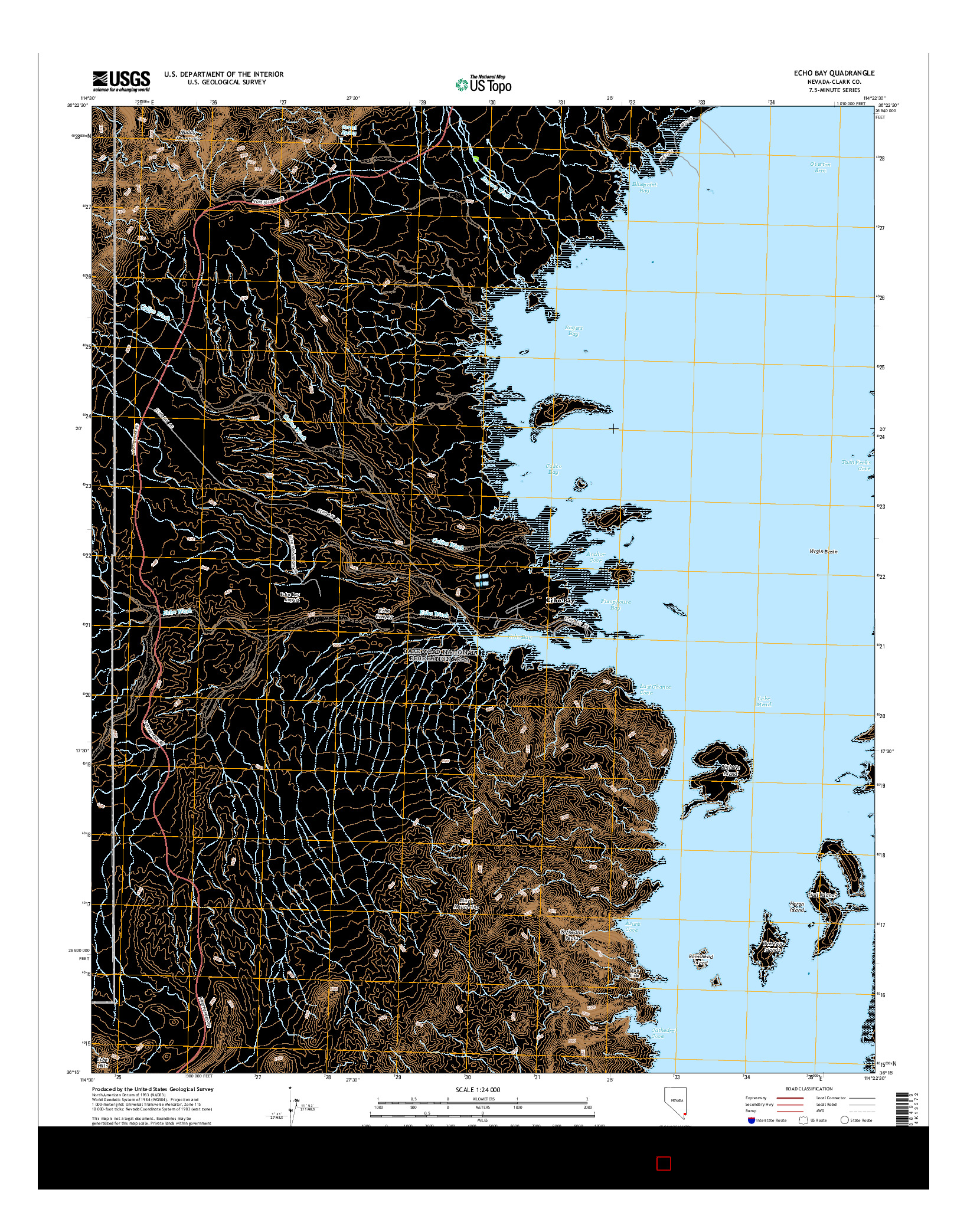 USGS US TOPO 7.5-MINUTE MAP FOR ECHO BAY, NV 2014