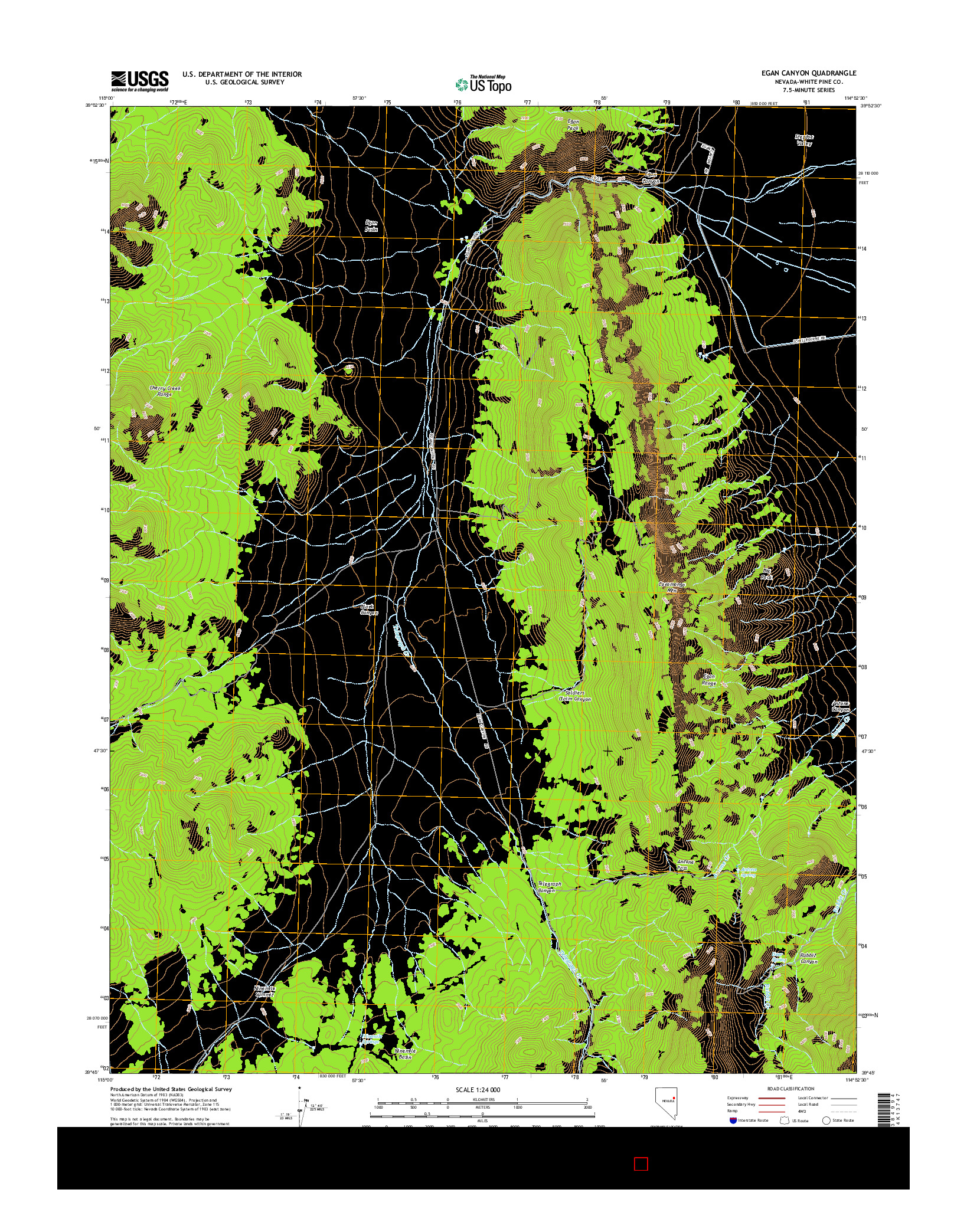 USGS US TOPO 7.5-MINUTE MAP FOR EGAN CANYON, NV 2014