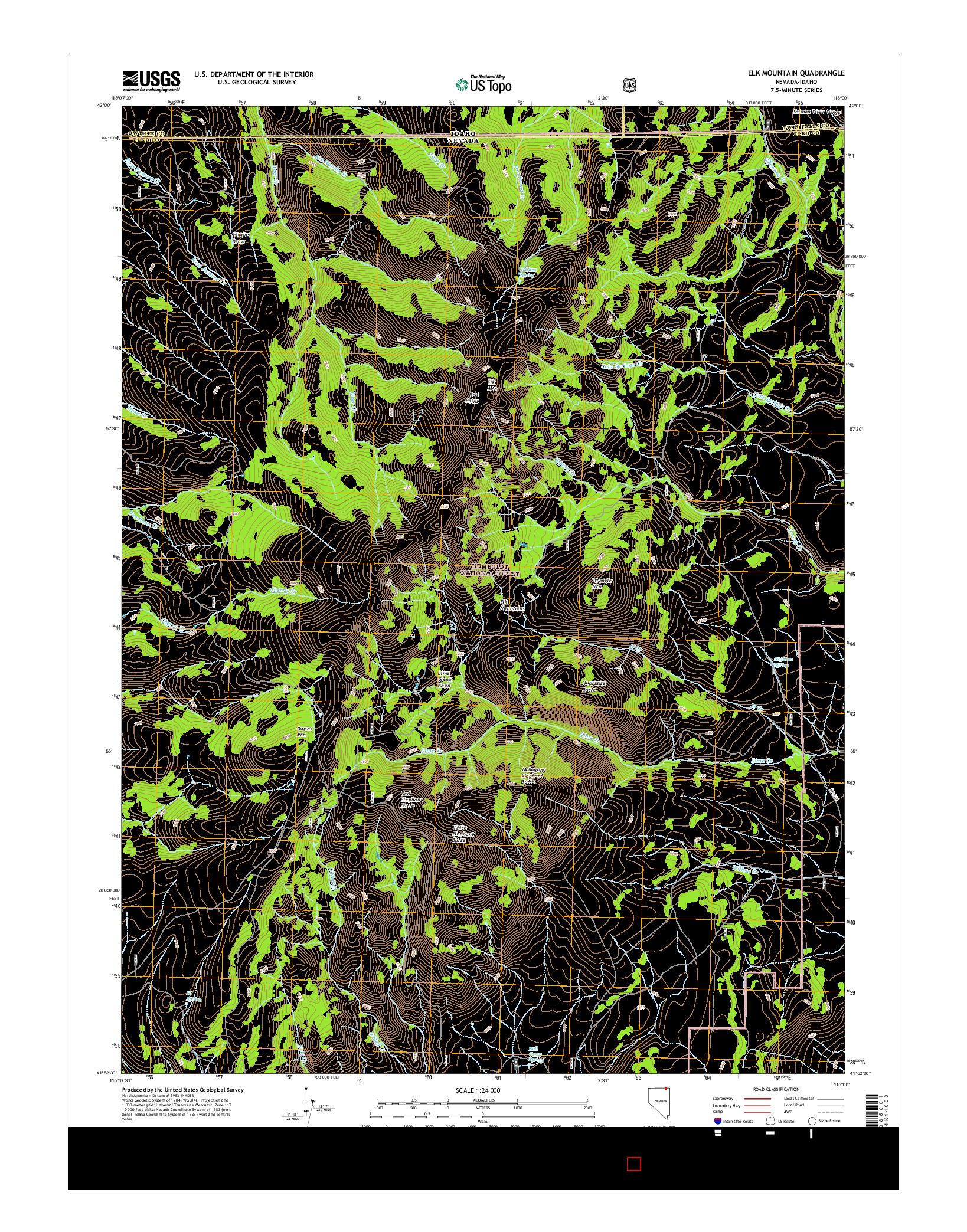 USGS US TOPO 7.5-MINUTE MAP FOR ELK MOUNTAIN, NV-ID 2014