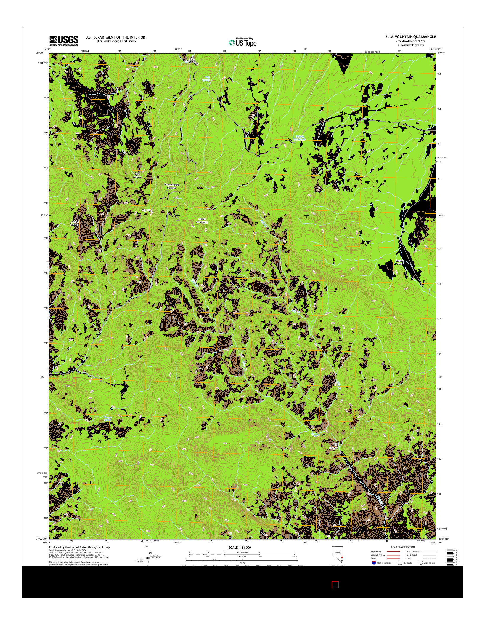 USGS US TOPO 7.5-MINUTE MAP FOR ELLA MOUNTAIN, NV 2014