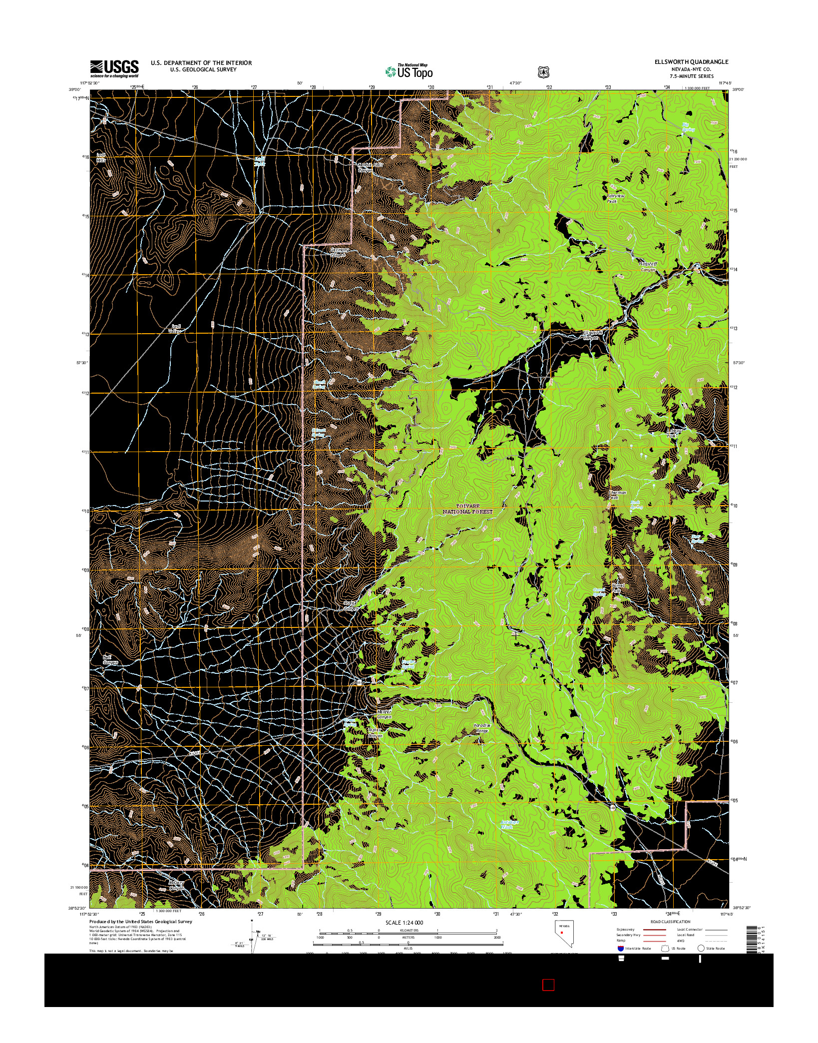 USGS US TOPO 7.5-MINUTE MAP FOR ELLSWORTH, NV 2014