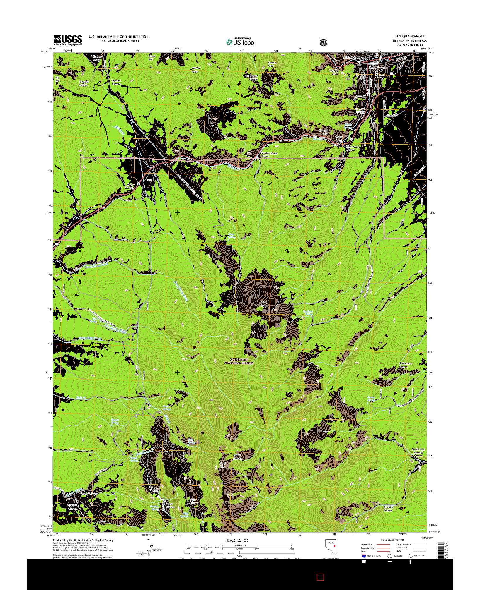 USGS US TOPO 7.5-MINUTE MAP FOR ELY, NV 2014